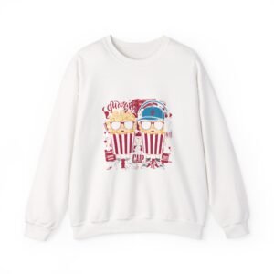 Popcorn Movie Night Cats Cozy Cinema Illustration - Sweatshirt
