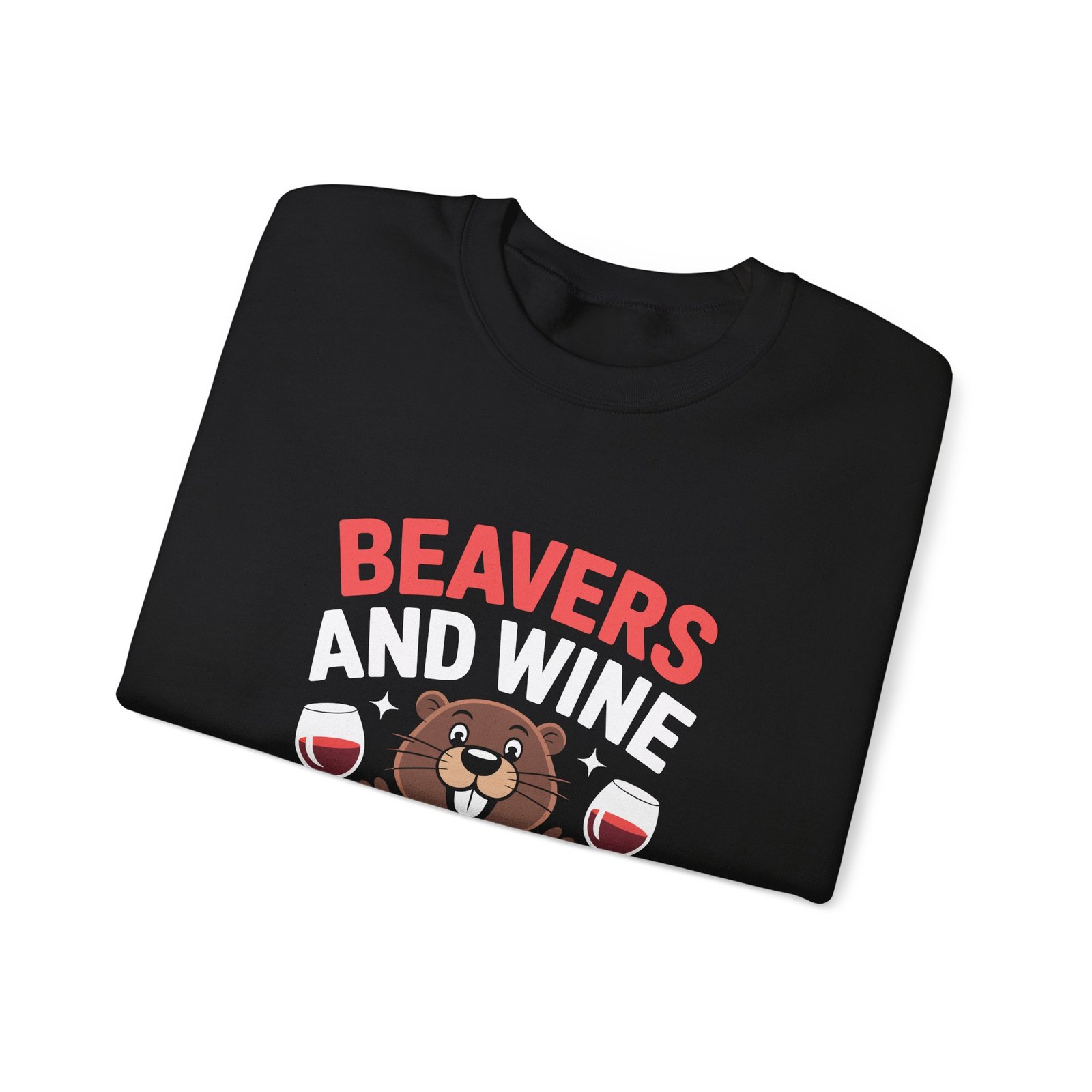 Cheerful Beaver Smiling with Raised Wine Glasses Illustration - Sweatshirt - Image 3