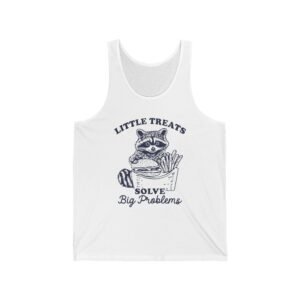 Little Treats Solve Big Problems Funny Raccoon Cartoon Design - Tank Top