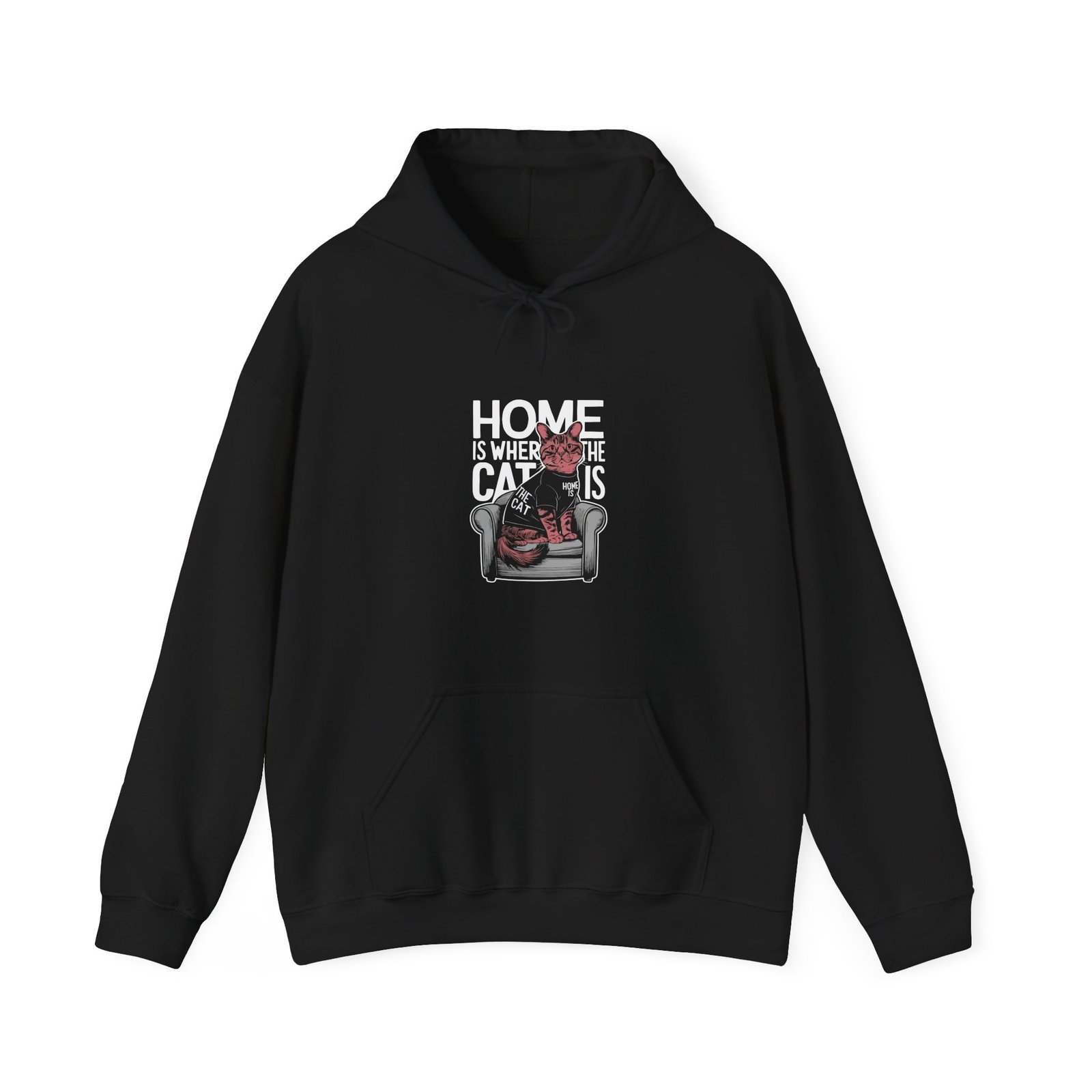 Home Is Where The Cat Is Cozy Cat Lover Graphic - Hoodie