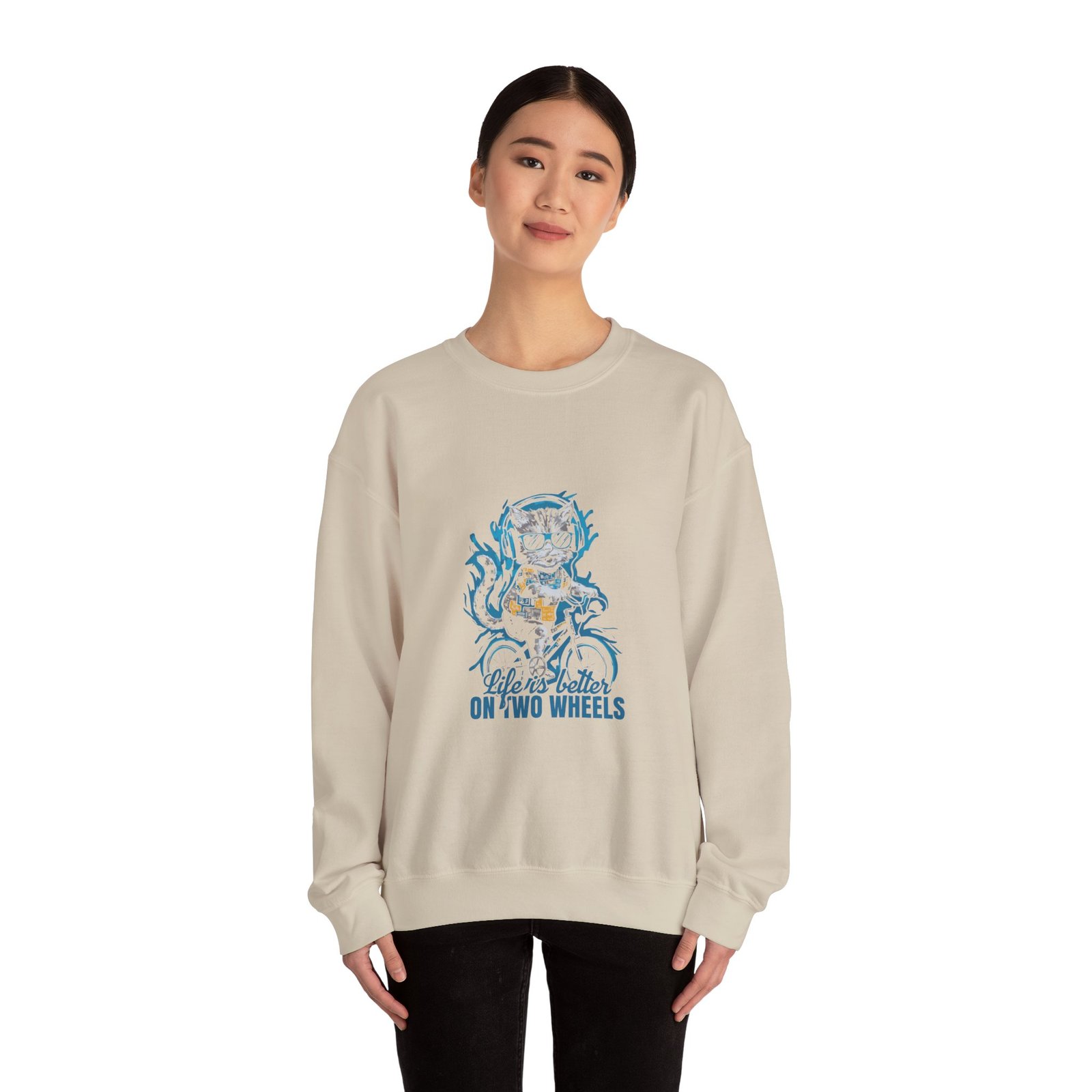 Life Is Better On Two Wheels Cat Illustration Design - Sweatshirt - Image 8