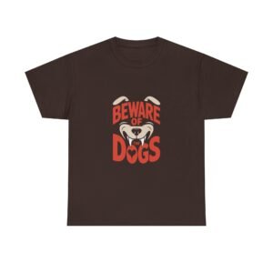 Bold Beware of Dogs Warning Sign with Black Silhouette Design - T-shirt