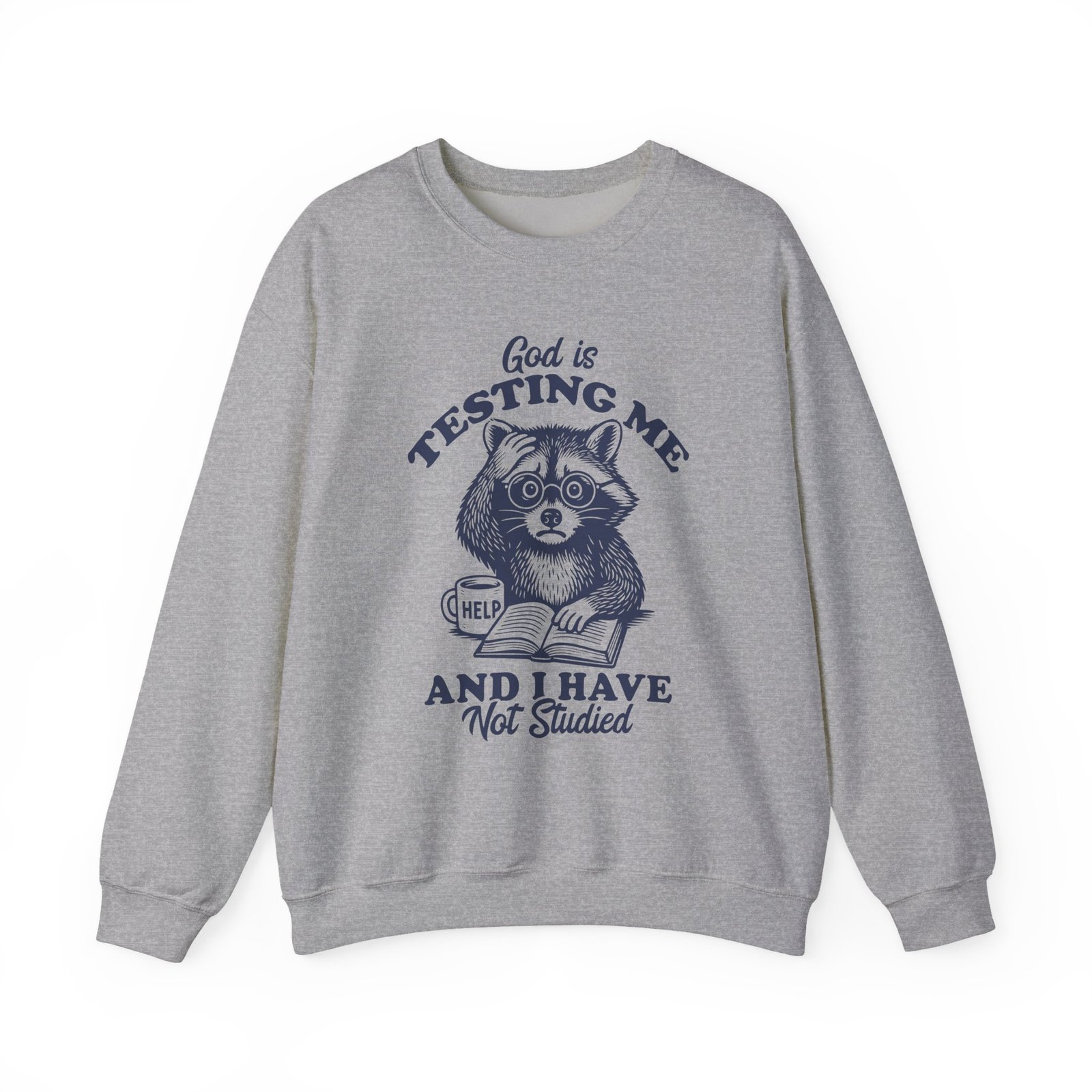 Funny Raccoon Design Saying God is Testing Me and I Have Not Studied - Sweatshirt - Image 9