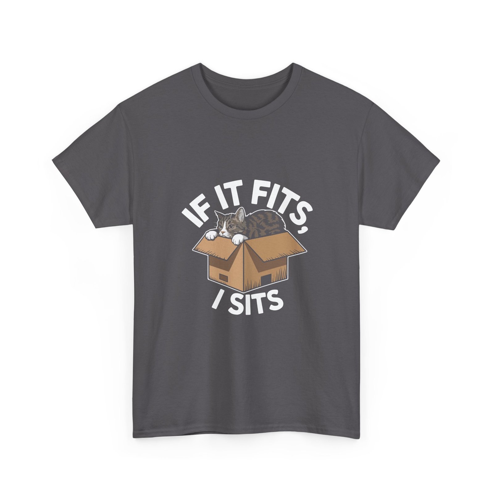Cute Box Cat Illustration with If It Fits I Sits Quote - T-shirt - Image 7
