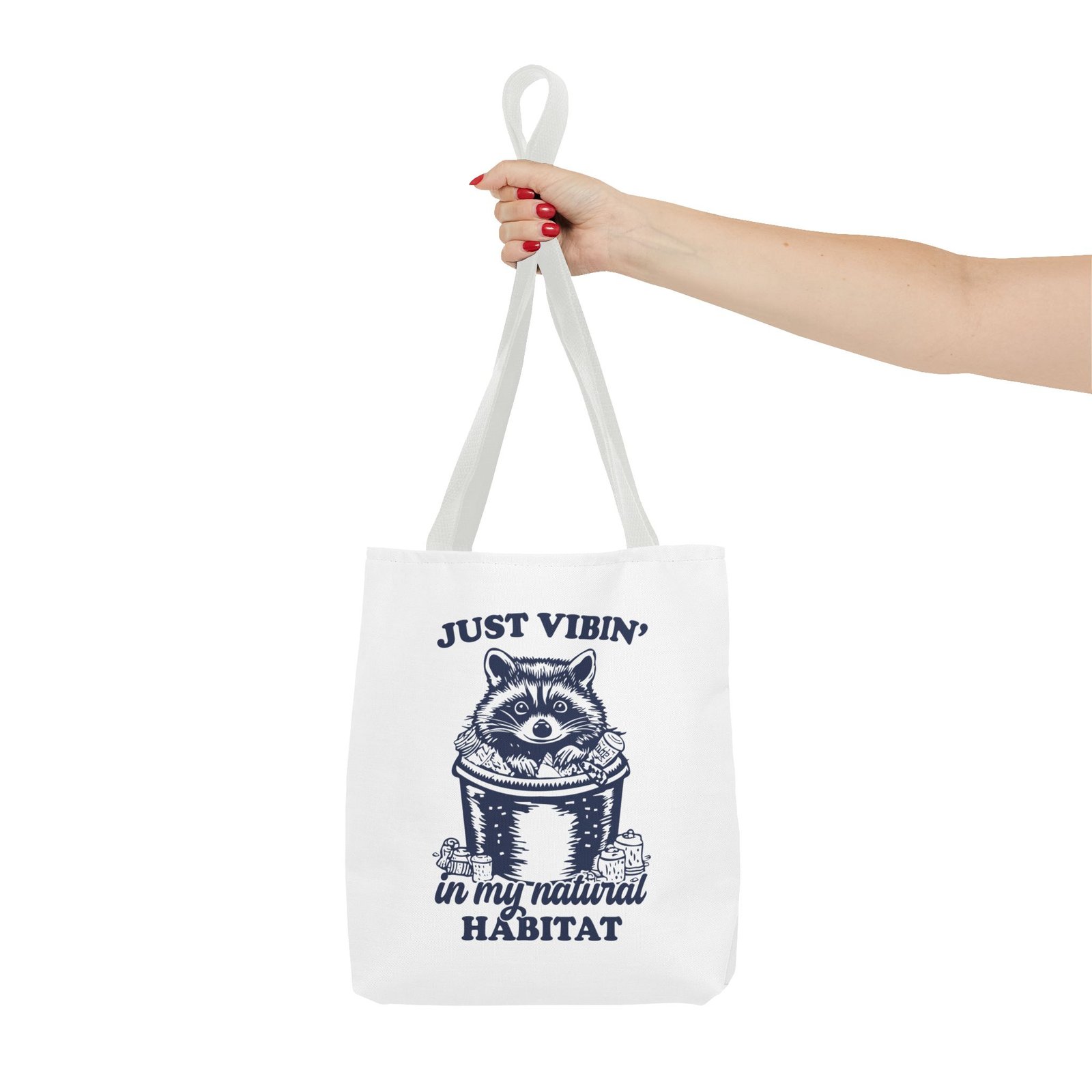 Just Vibin in My Natural Habitat Funny Raccoon Illustration- Tote Bag - Image 4
