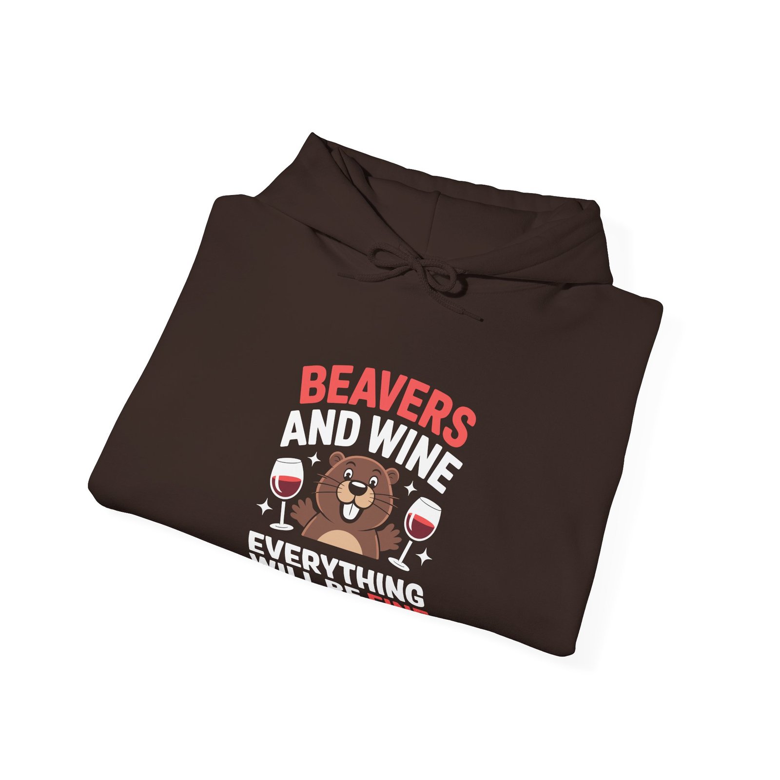Cheerful Beaver Smiling with Raised Wine Glasses Illustration- Hoodie - Image 8