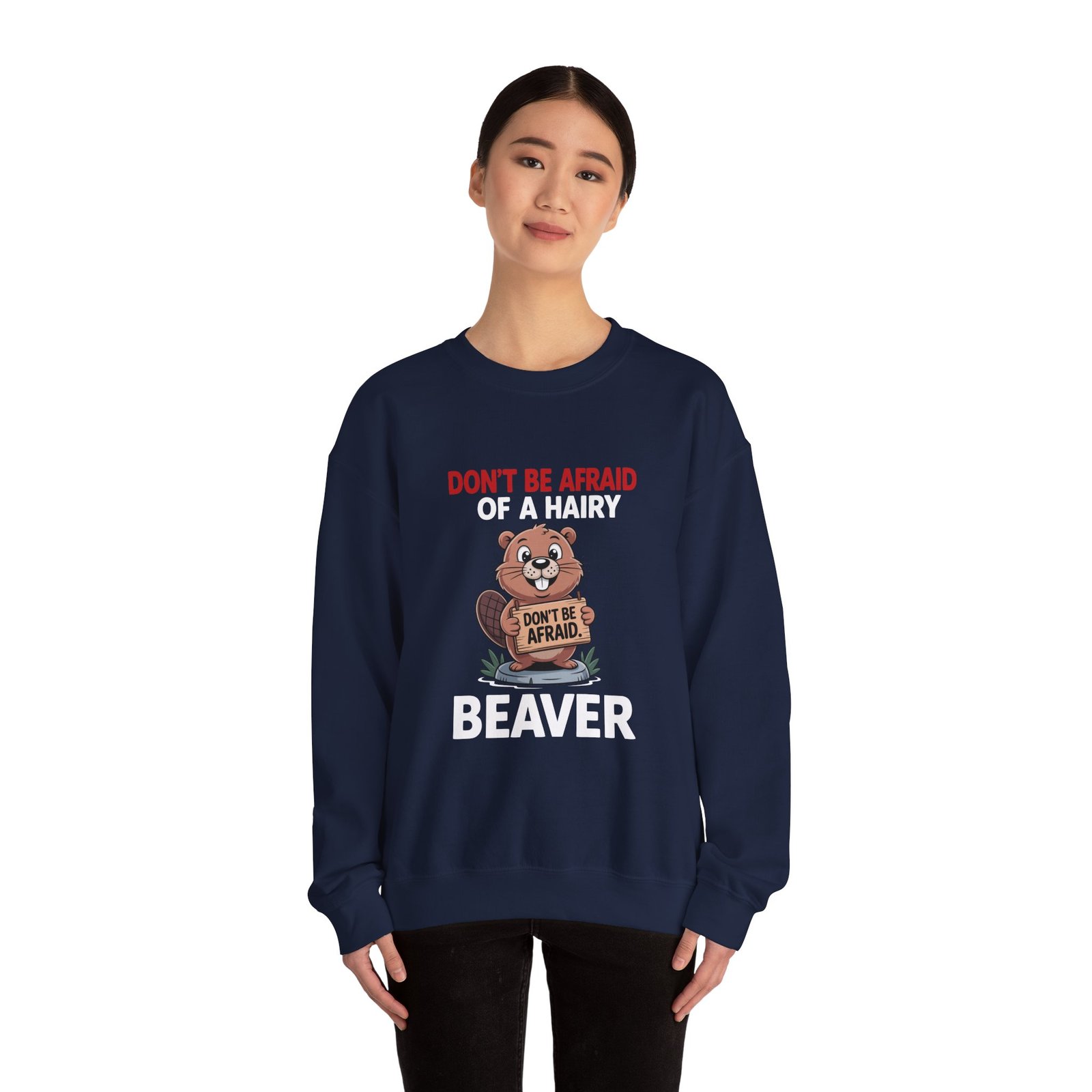 Cartoon Beaver Holding Funny Sign Illustration - Sweatshirt - Image 12