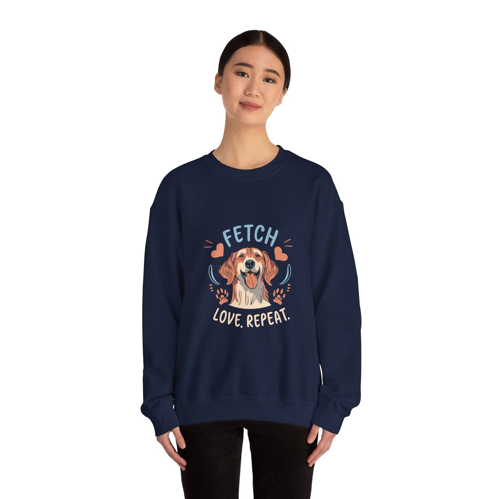 Love Repeat Golden Retriever Heart Paw Graphic - Sweatshirt - Image 12