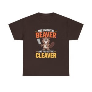 Angry Beaver Holding Meat Cleaver Graphic Design- T-shirt