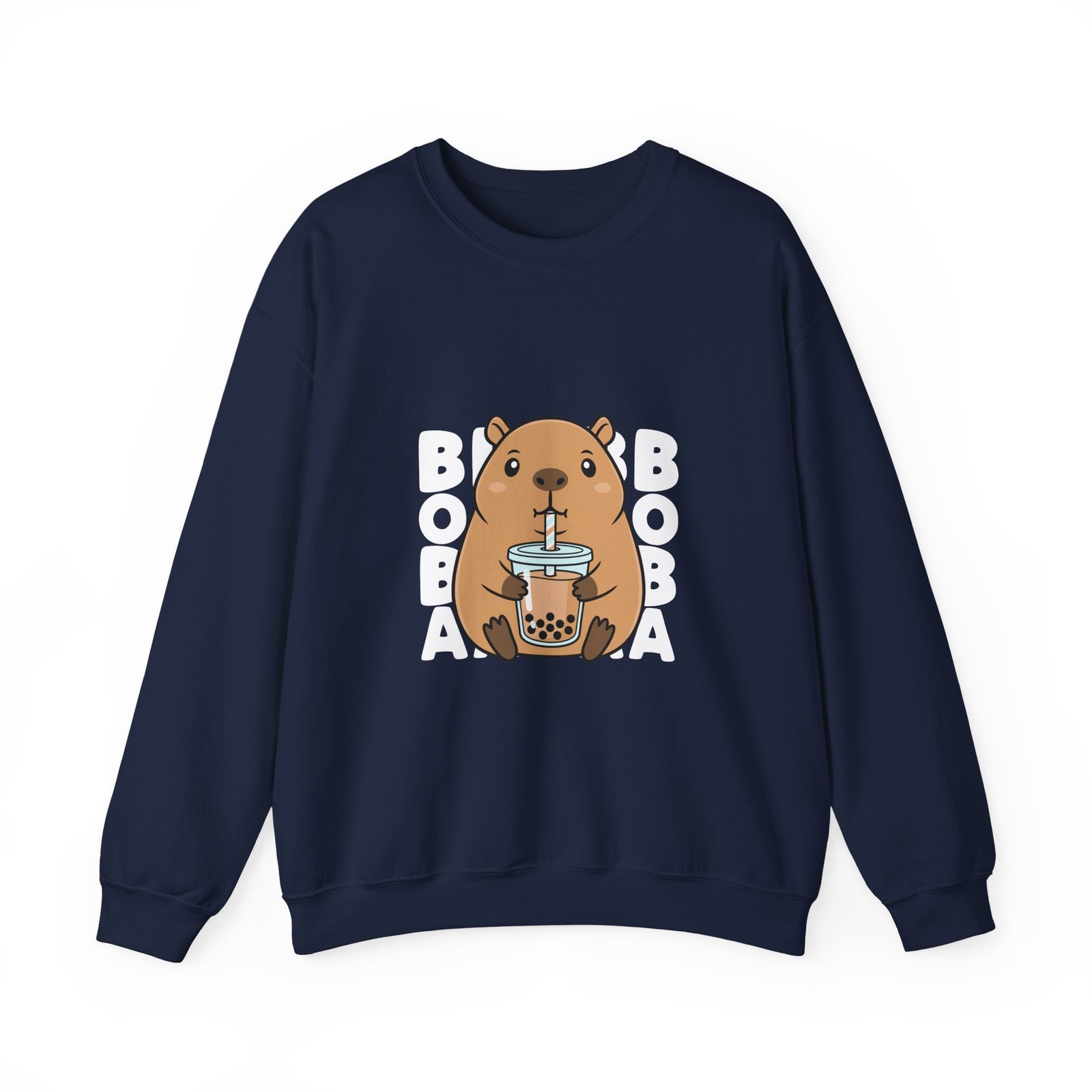 Adorable Cute Capybara Enjoying Refreshing Boba Tea - Sweatshirt - Image 9