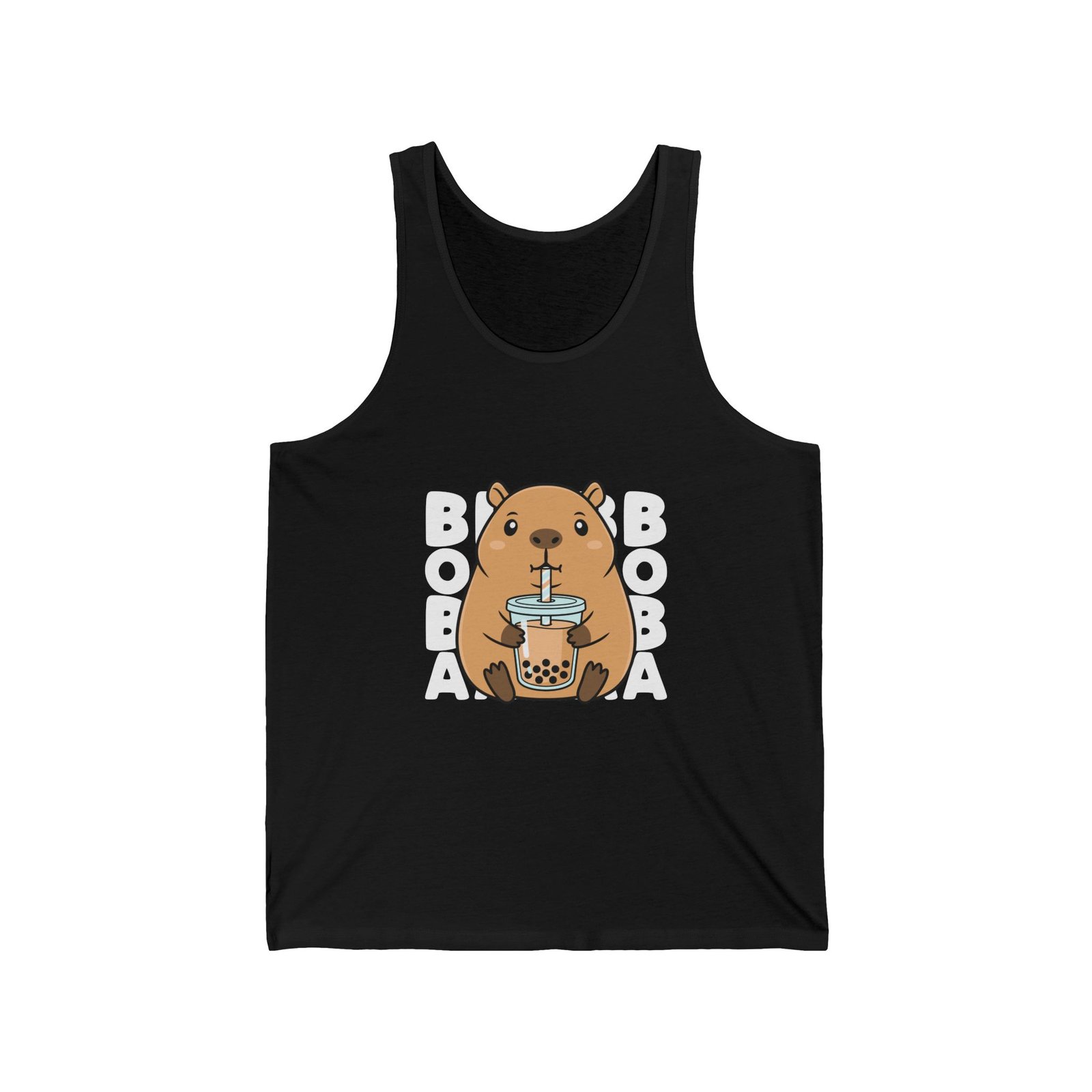 Adorable Cute Capybara Enjoying Refreshing Boba Tea - Tank Top