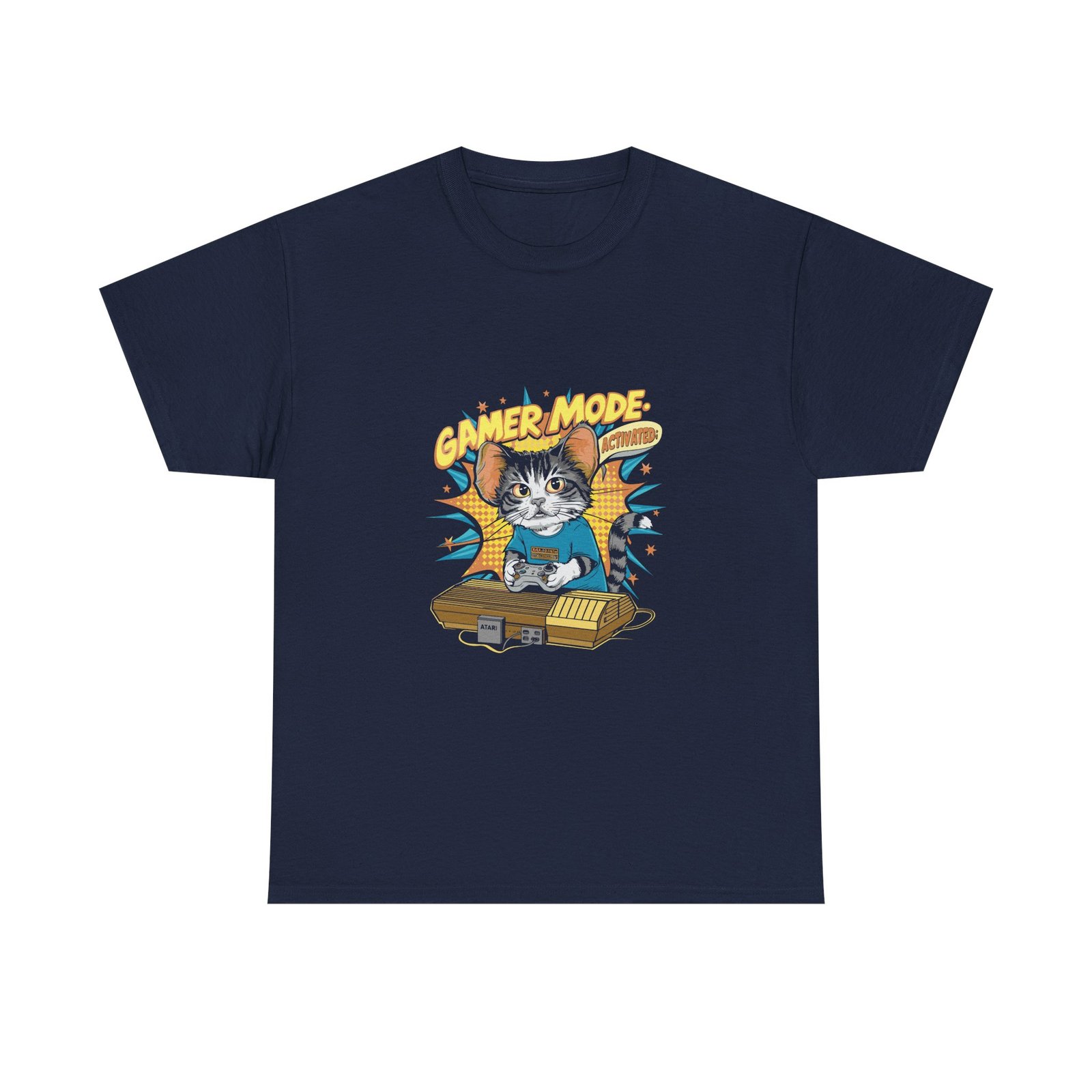 Gamer Mode Keyboard Cat with Headphones and Neon Lights - T-shirt - Image 9