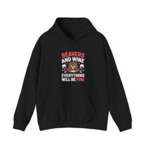 Cheerful Beaver Smiling with Raised Wine Glasses Illustration- Hoodie