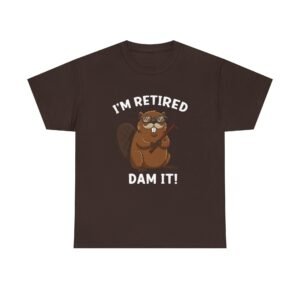 Retired Beaver with Cane and Glasses Cartoon Design- T-shirt