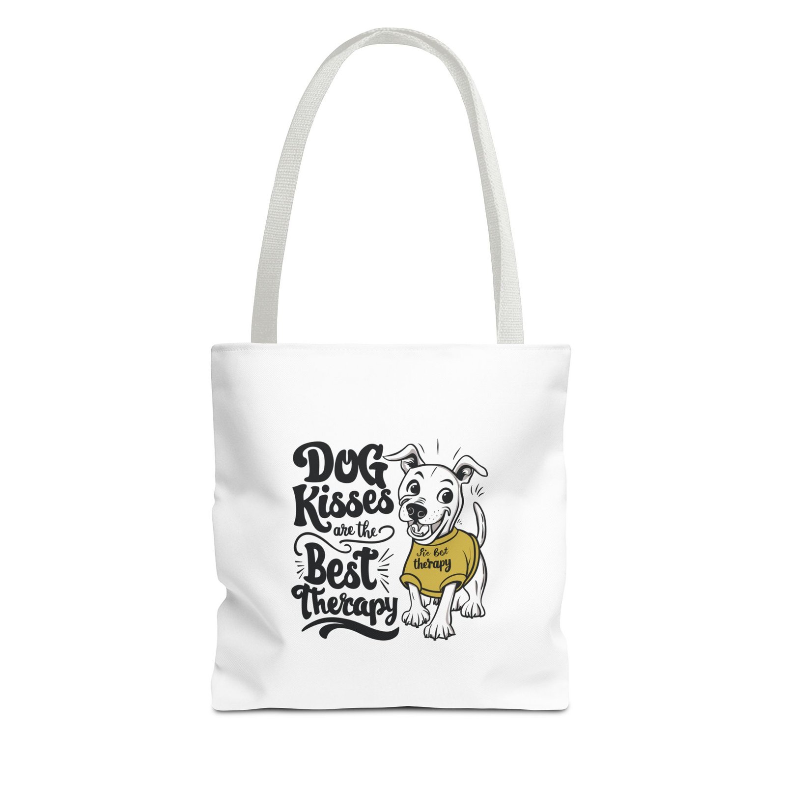 Happiness Kisses Black Dog Cute Puppy Illustration - Tote Bag