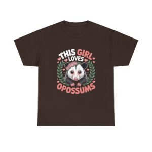Cute Girl Loves Opossums Adorable Animal Illustration- T-shirt