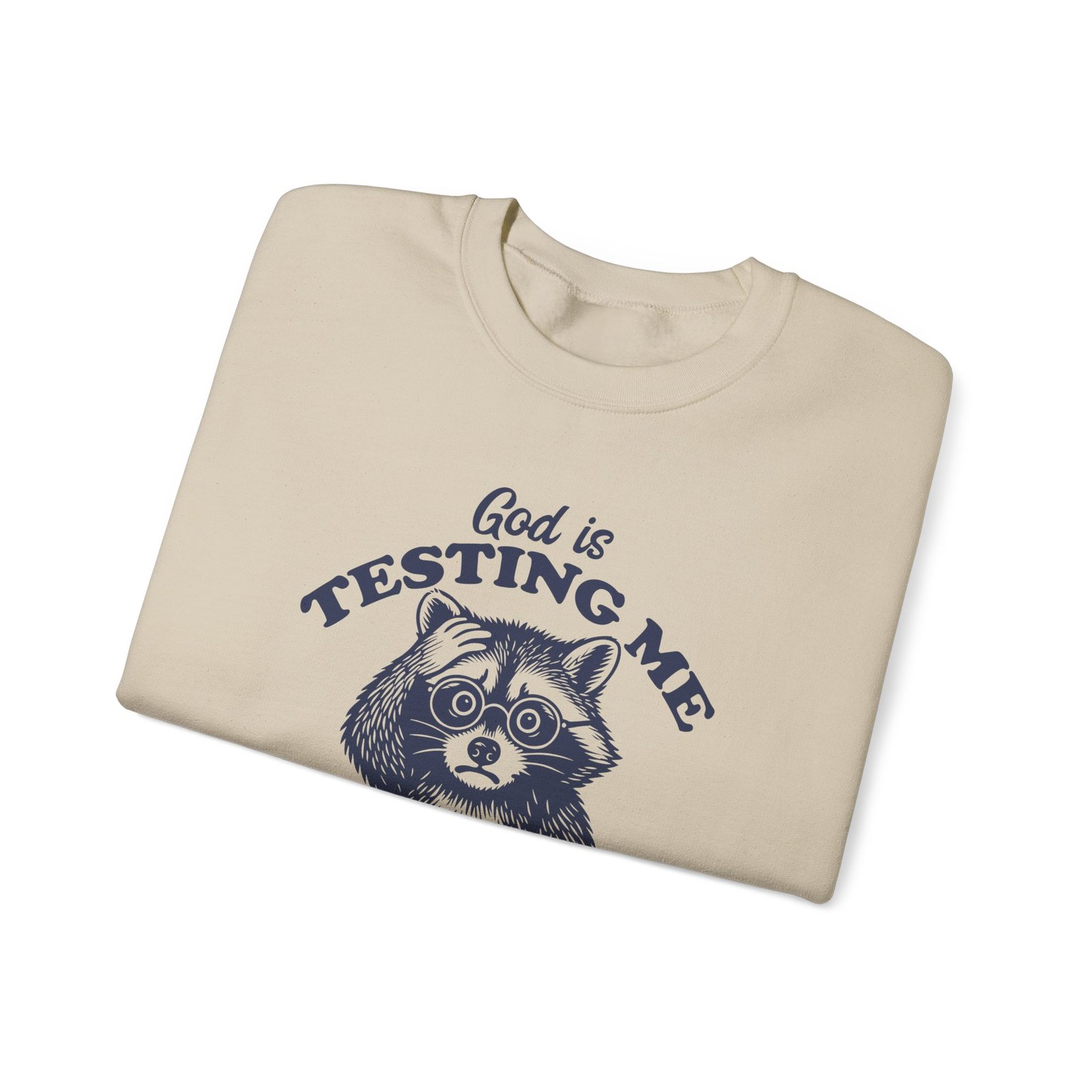 Funny Raccoon Design Saying God is Testing Me and I Have Not Studied - Sweatshirt - Image 7