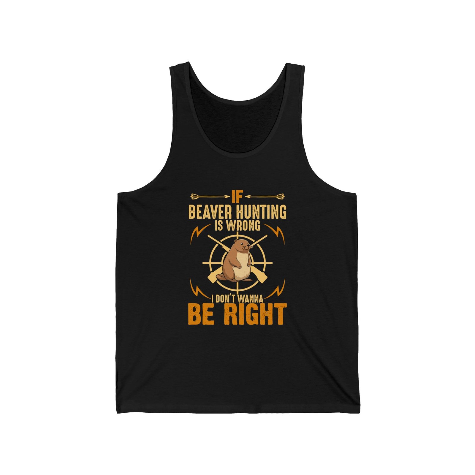 Funny Beaver Hunting Quote with Cartoon Beaver Graphic - Tank Top