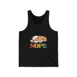 Adorable Sleeping Puppy with Playful Nope Expression - Tank Top