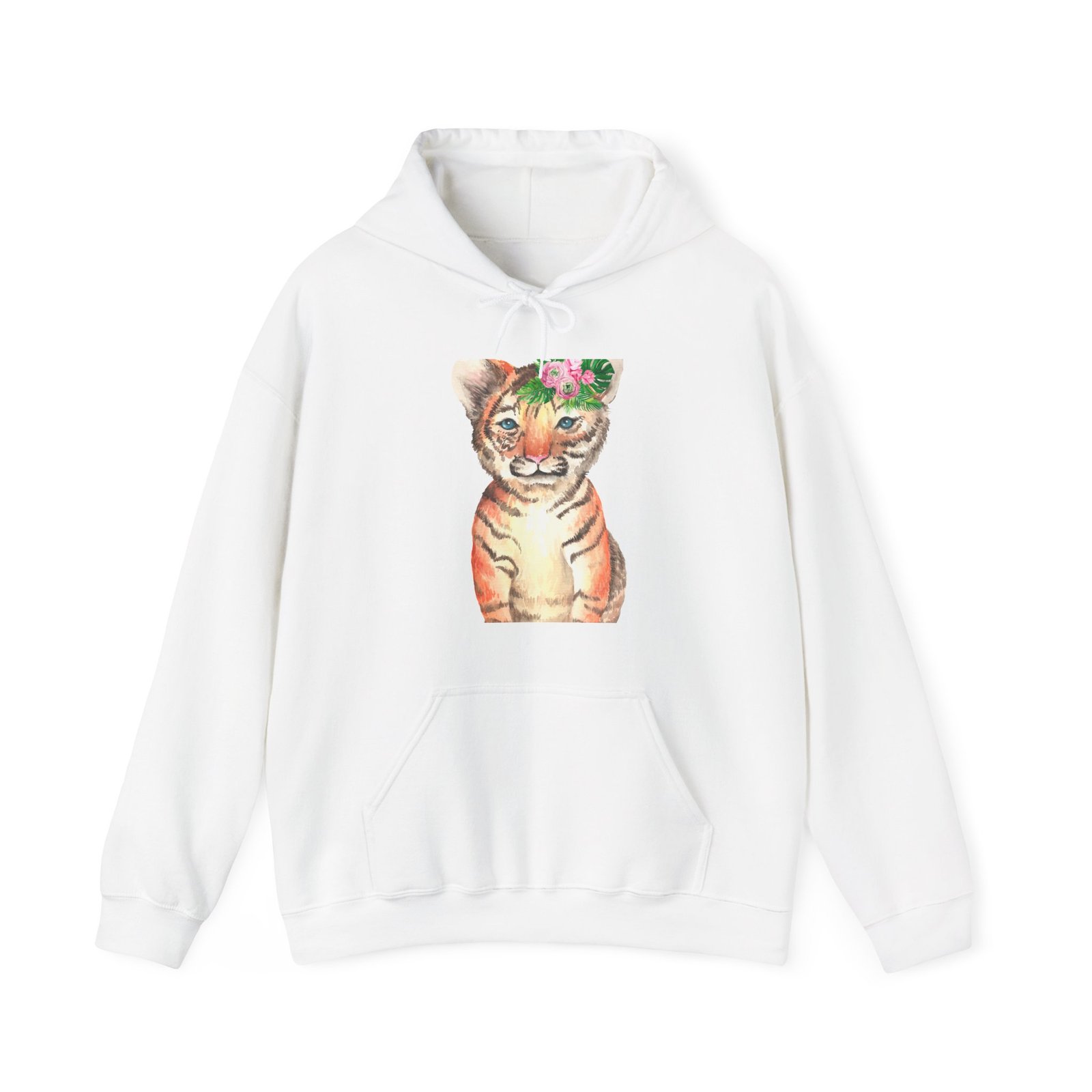 Cute Baby Tiger Illustration with Playful Expression - Hoodie