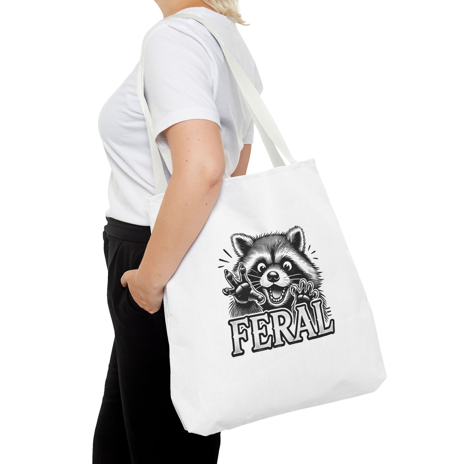 Feral Black Raccoon Cute Wild Animal Illustration - Tote Bag - Image 12