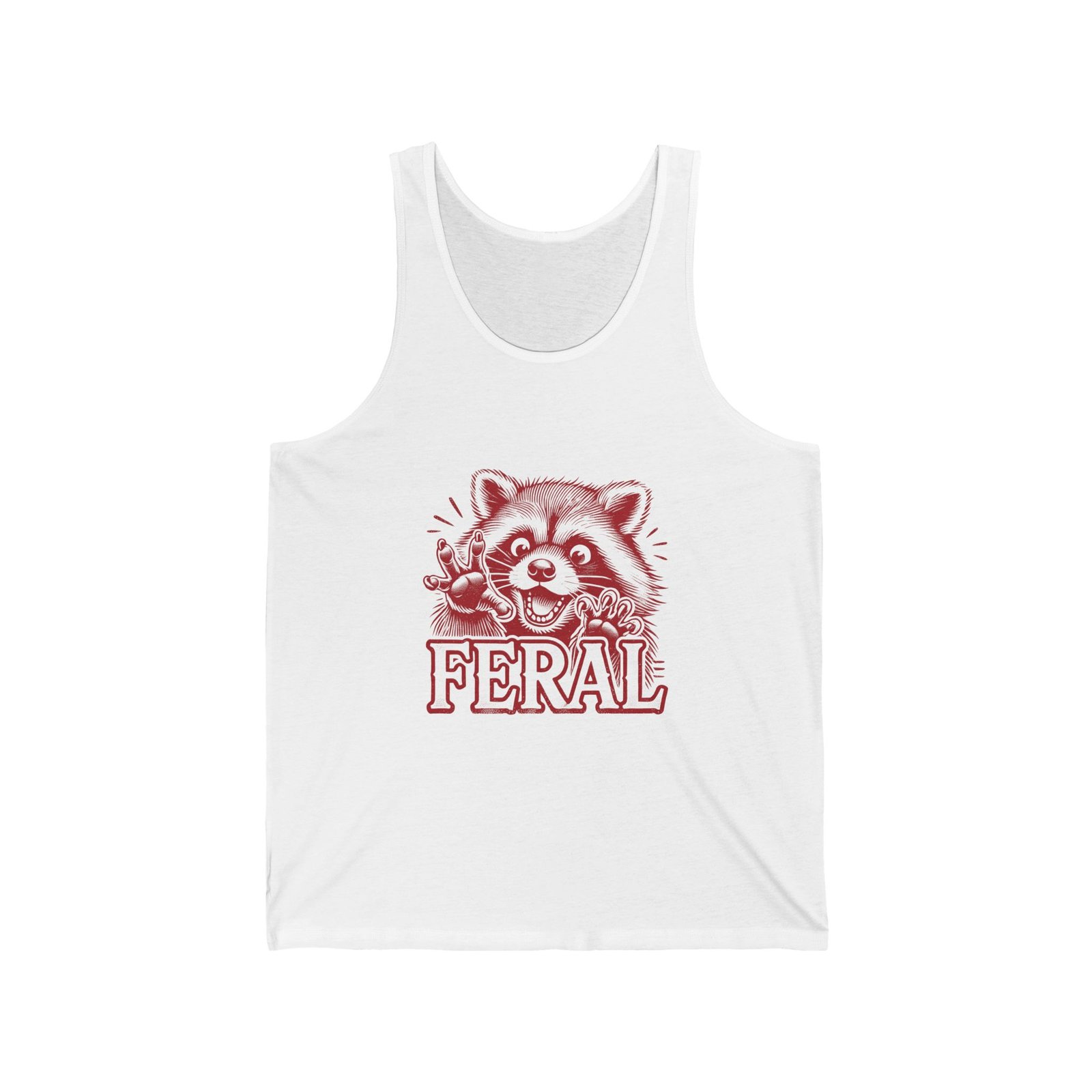 Feral Red Raccoon Illustration with Funny Wild Animal Vibe - Tank Top