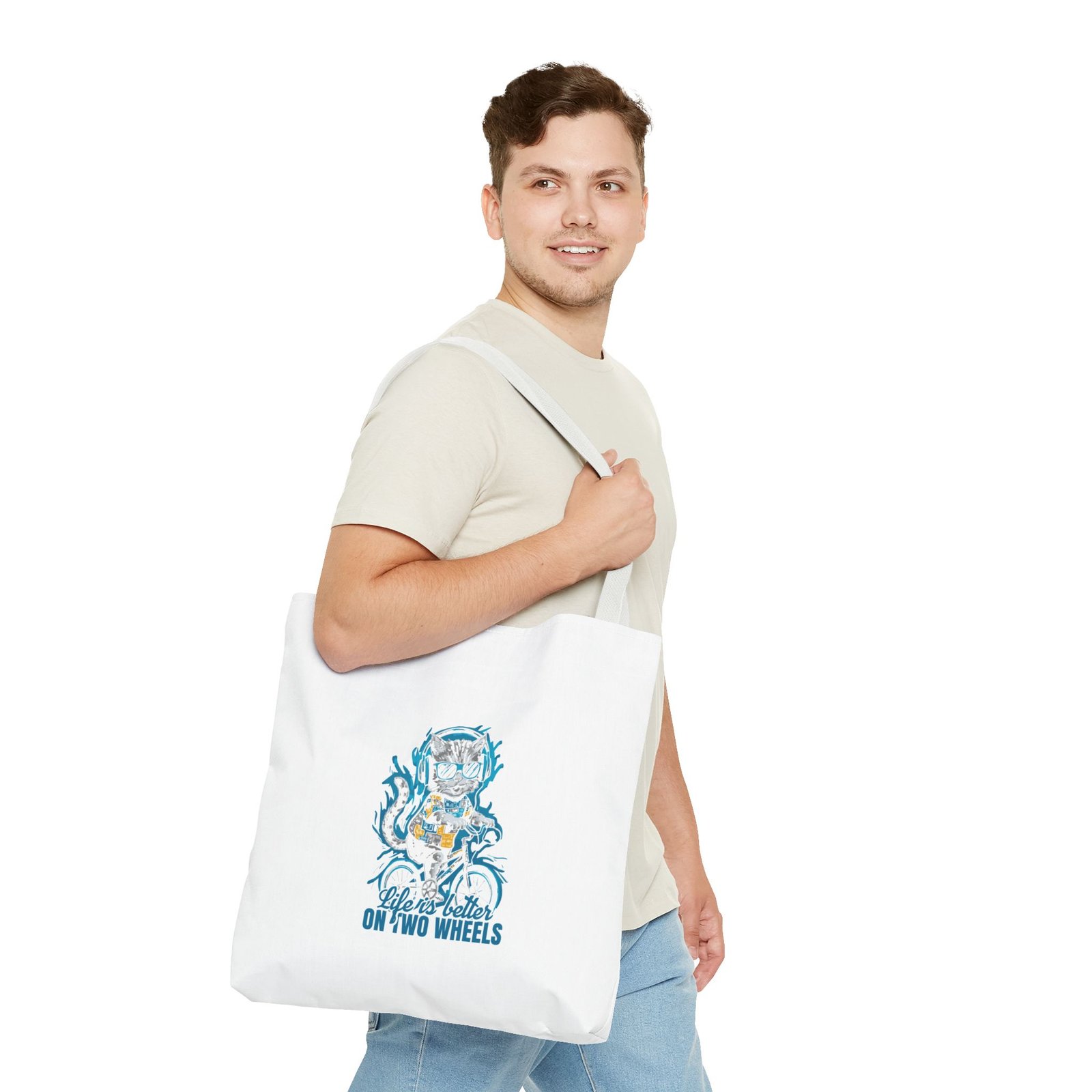 Life Is Better On Two Wheels Cat Cycling Graphic - Tote Bag - Image 11