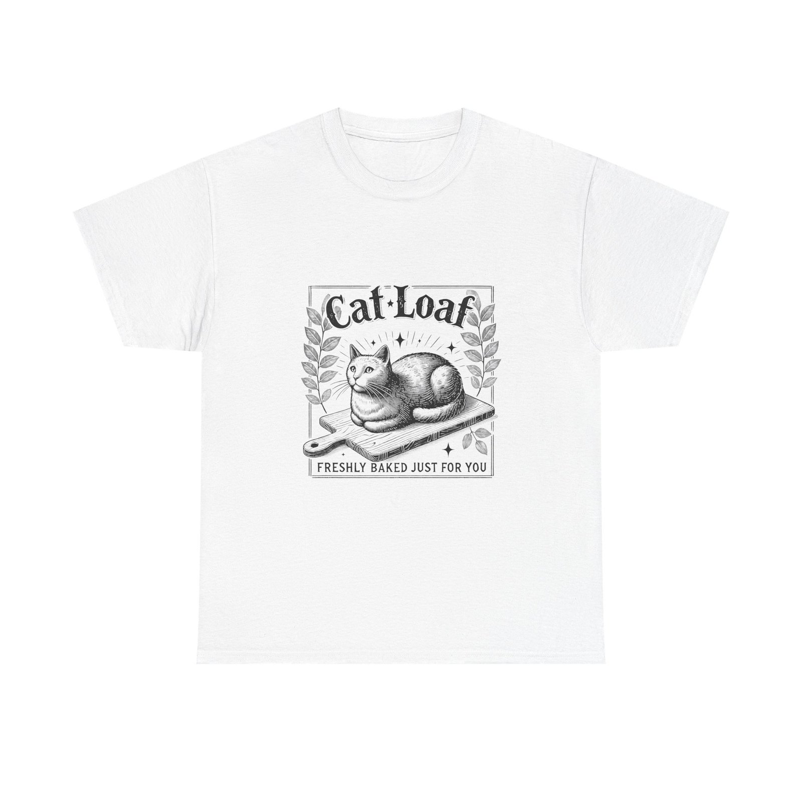 Adorable Black Cat Loaf Illustration with Cute Minimalist Style - T-shirt
