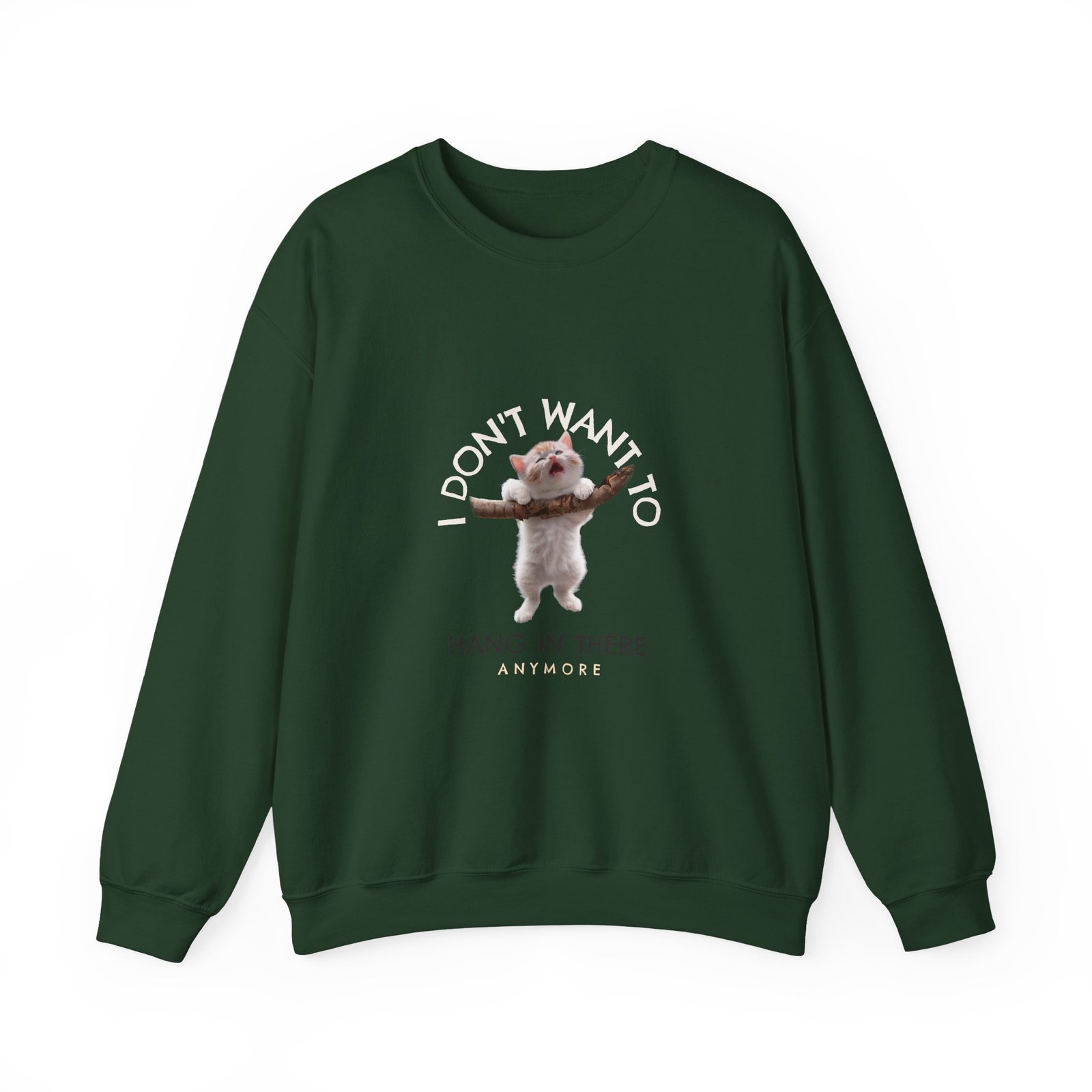 Cute Cat Hanging On Branch Motivational Illustration - Sweatshirt - Image 5