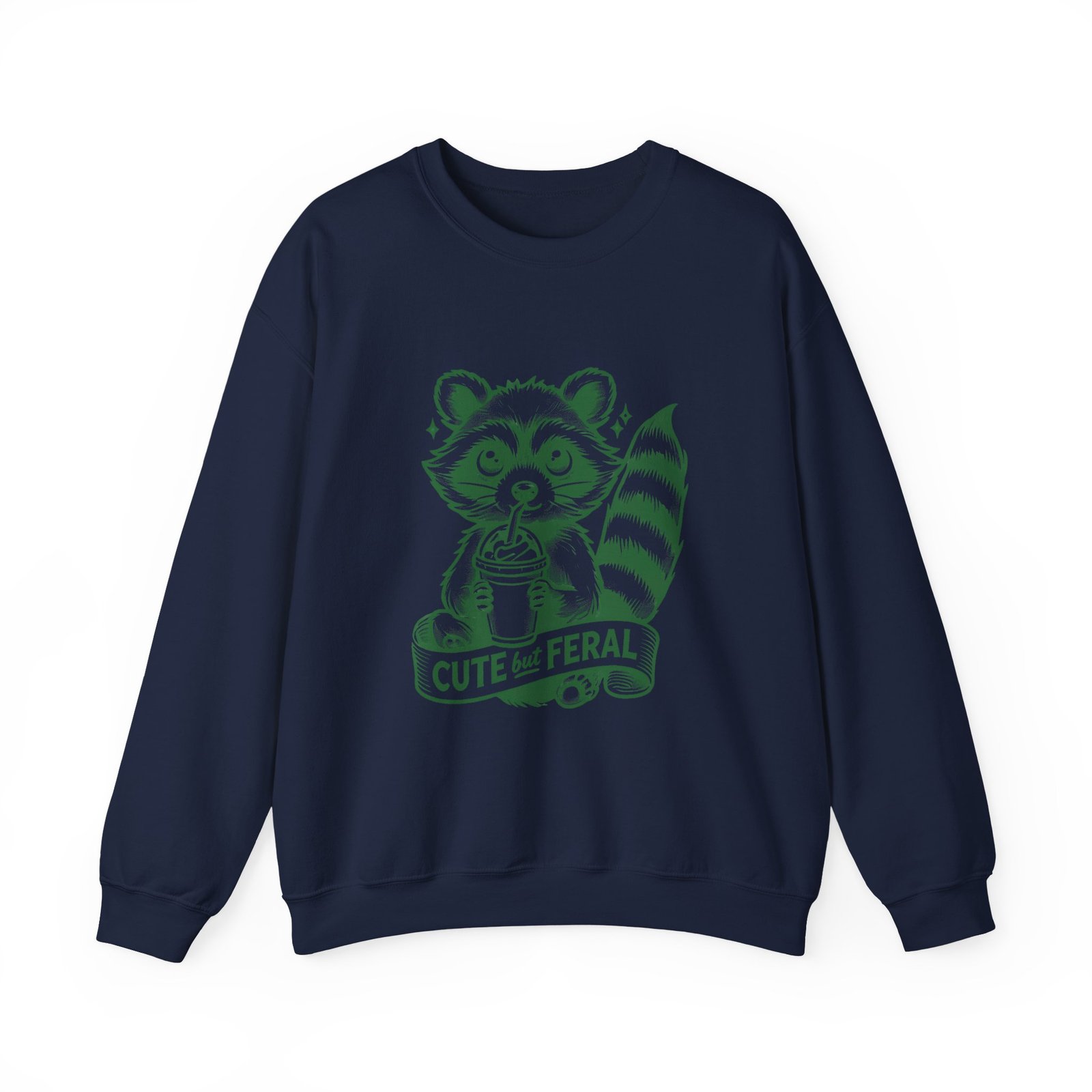 Adorable Green Raccoon Illustration with Cute and Feral Style - Sweatshirt - Image 9