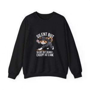 Silent But Deadly Ninja Cat in Stealth Pose Design - Sweatshirt