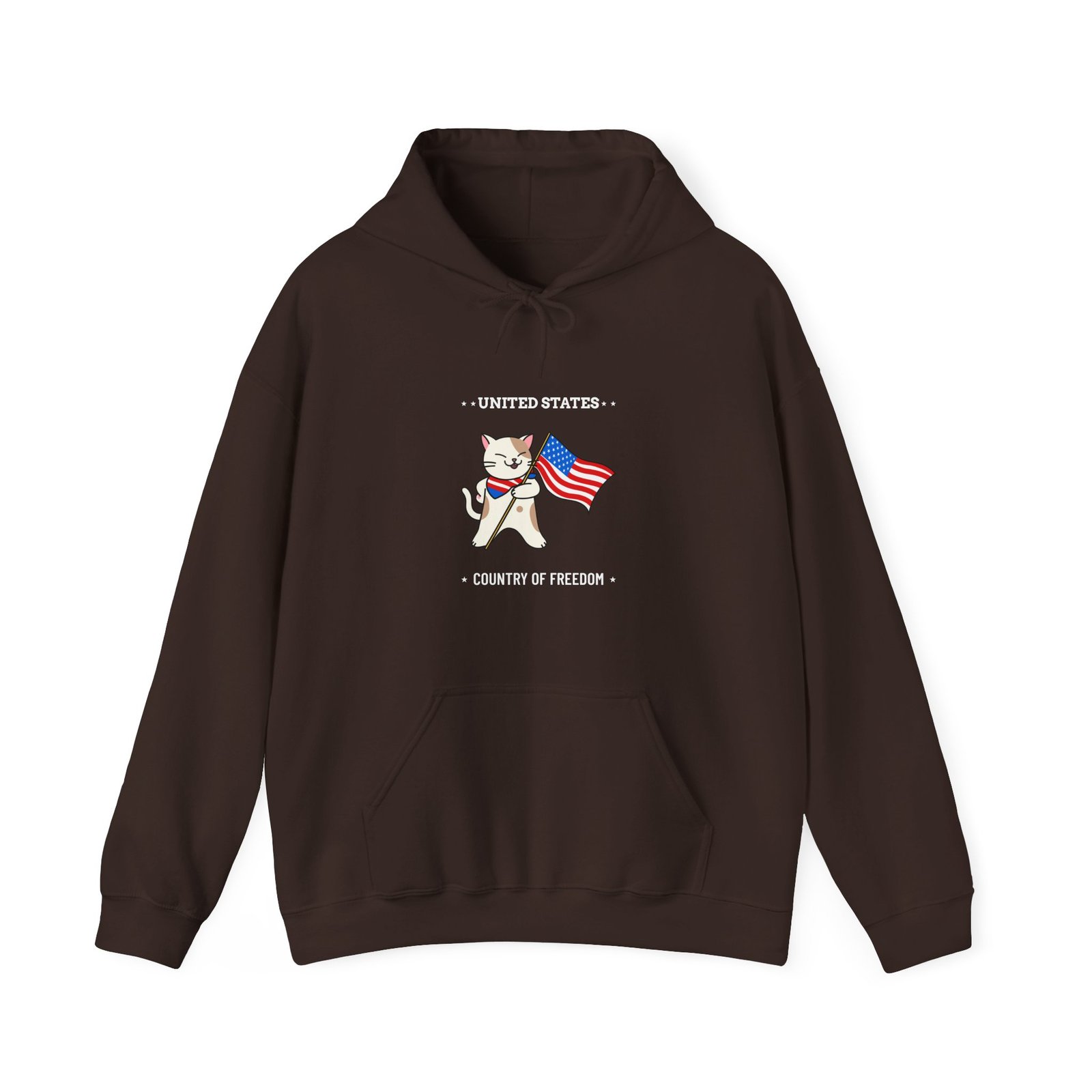 Patriotic Freedom Cat with American Flag Elements - Hoodie - Image 5