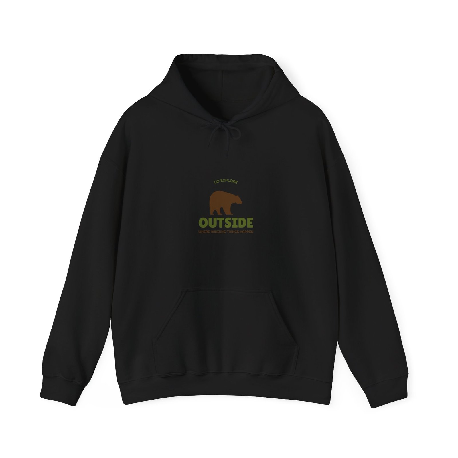 Go Outside Bear Graphic with Nature Adventure Theme - Hoodie