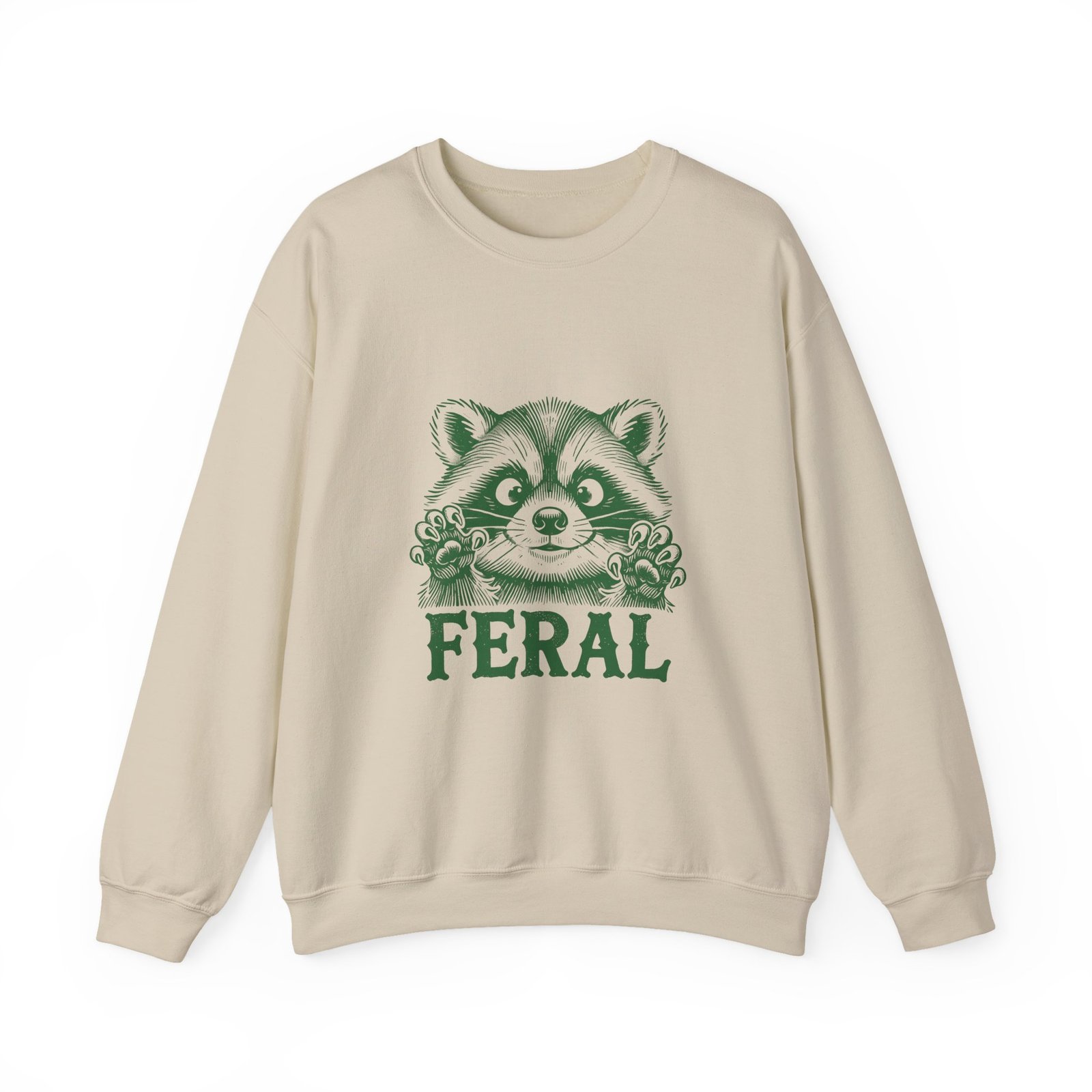 Vibrant Feral Green Raccoon Illustration with Wild Nature Vibes - Sweatshirt - Image 5
