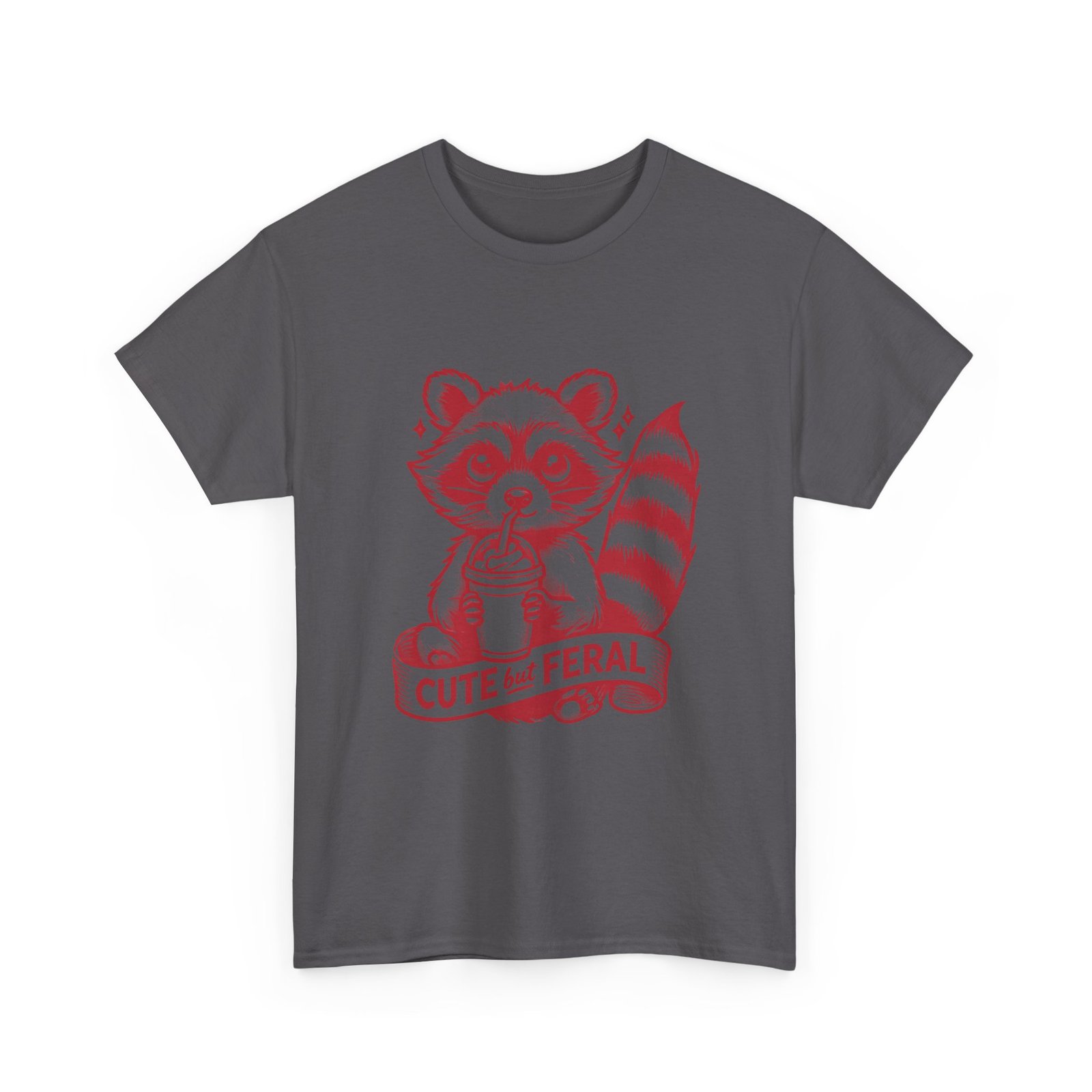 Adorable Red Raccoon Illustration with Cute and Feral Vibes - T-shirt - Image 7