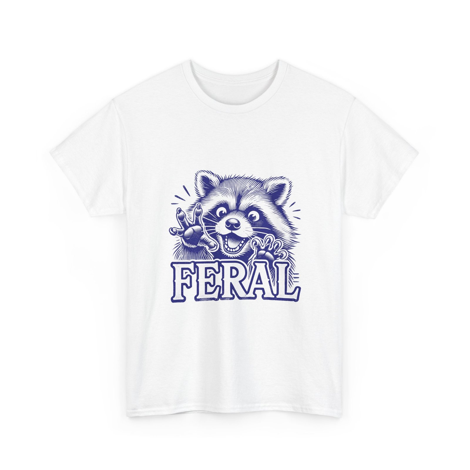 Feral Blue Raccoon with Humorous Expression Illustration - T-shirt - Image 3