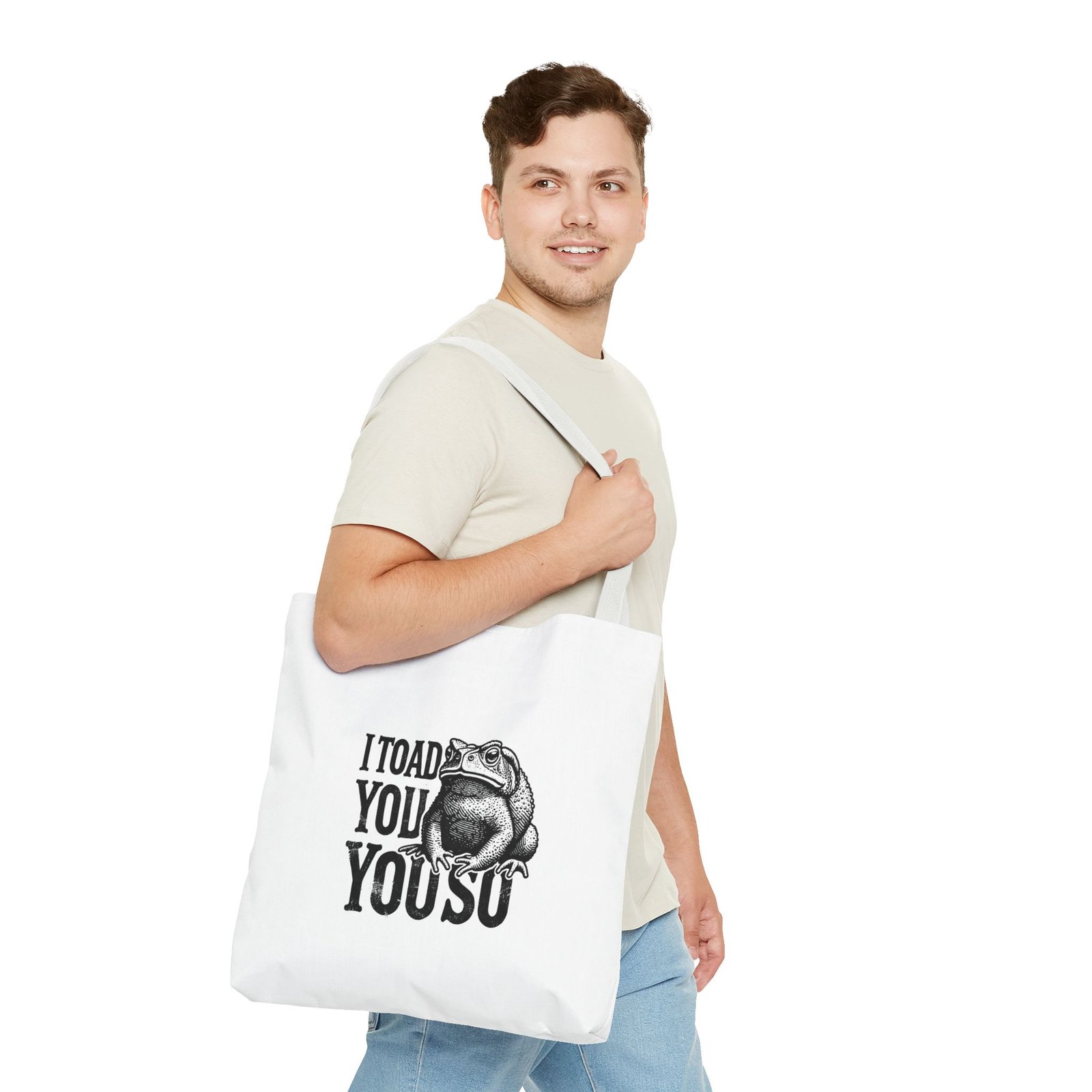 I Toad You So Funny Black Frog Pun Design - Tote Bag - Image 11