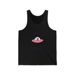 Alien Cat Abduction Cartoon Graphic with UFO Beam - Tank Top