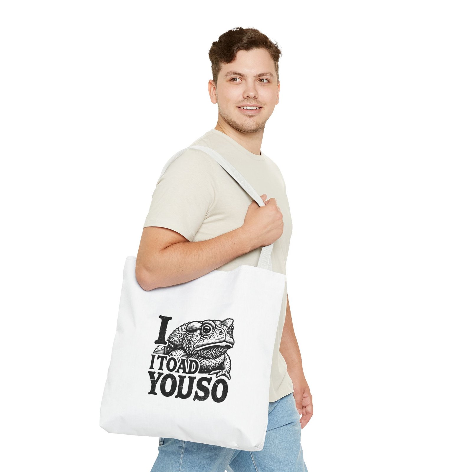 I Toad You So Black Frog Funny Pun Design - Tote Bag - Image 11