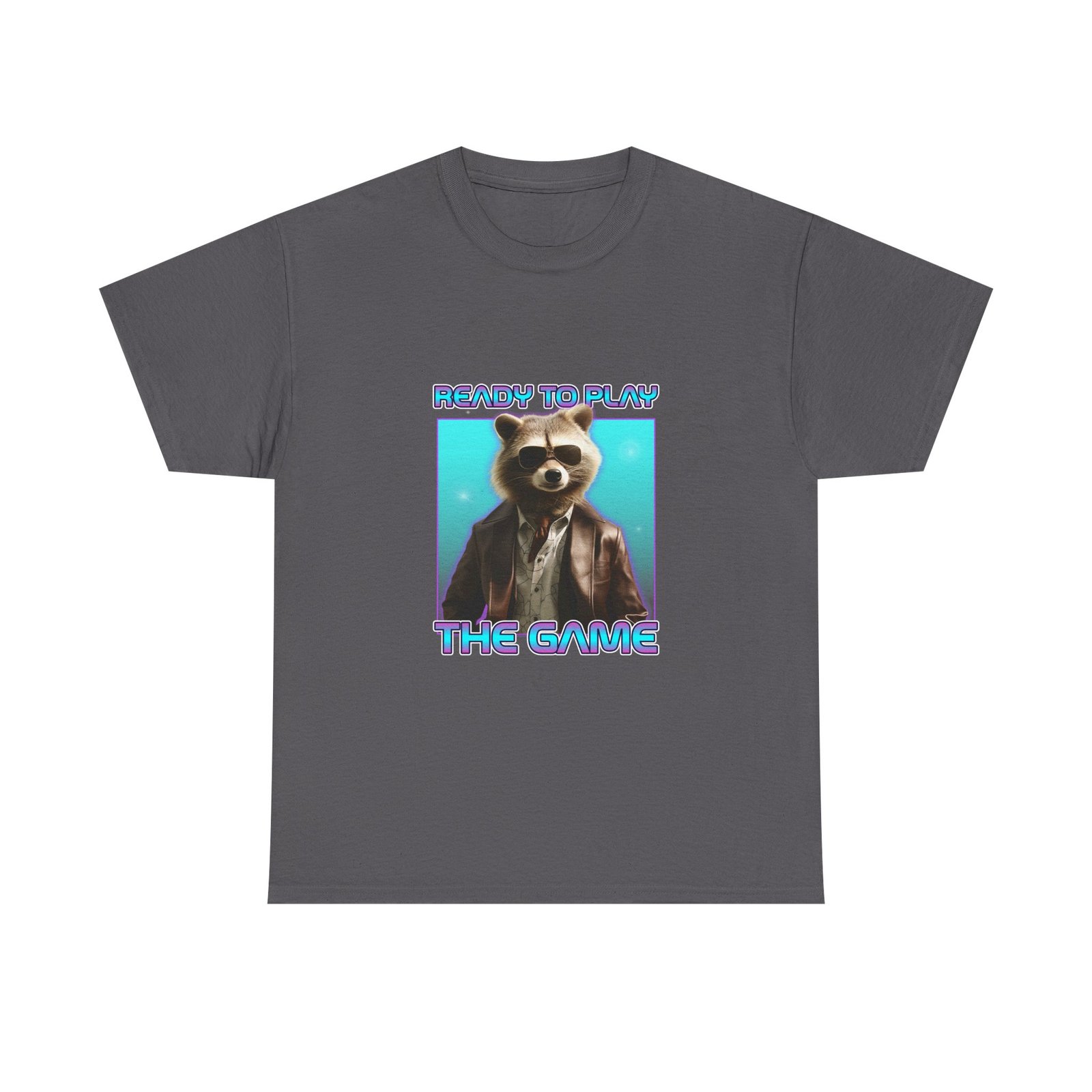 Cute Ready To Play Raccoon Cartoon Character Illustration - T-shirt - Image 5