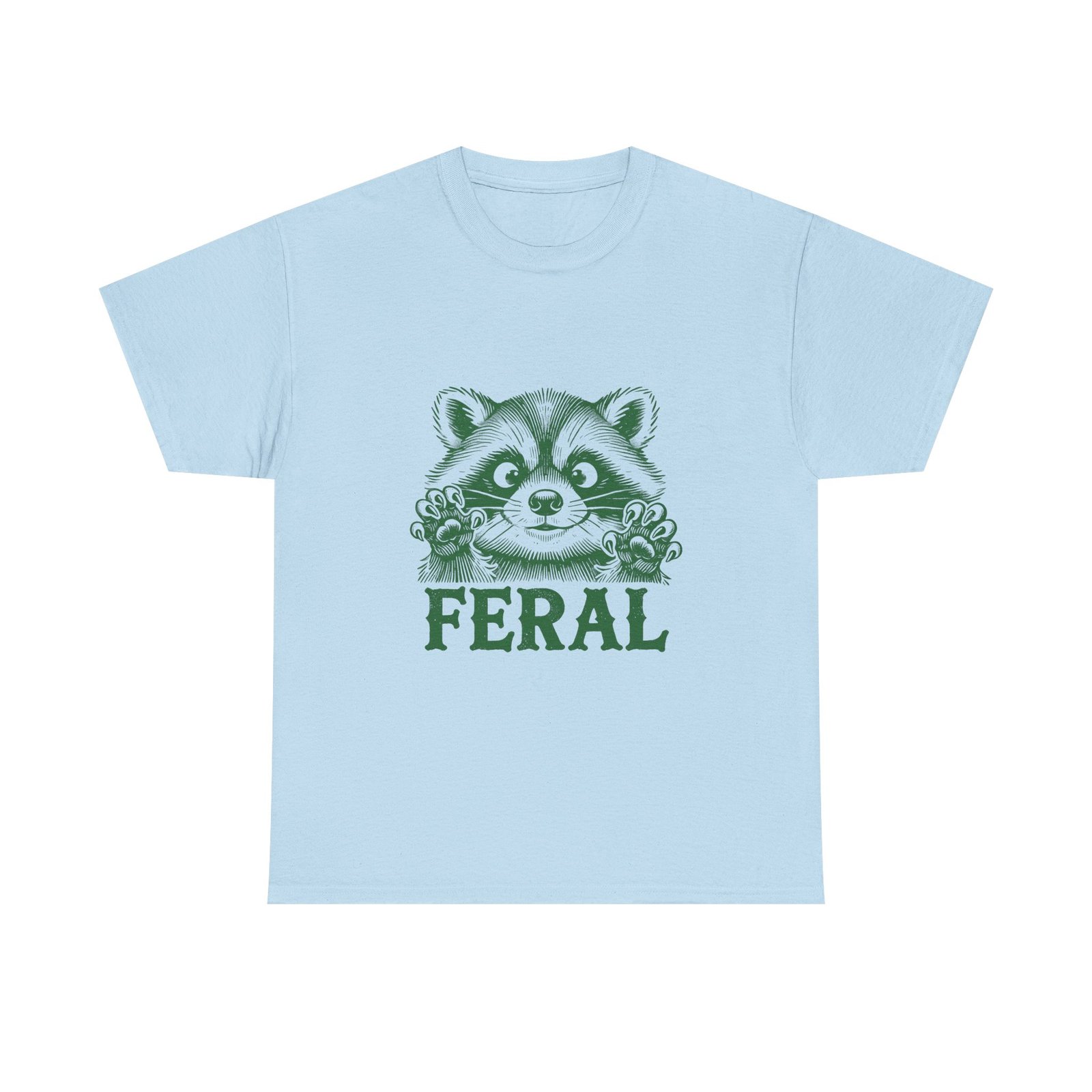 Vibrant Feral Green Raccoon Illustration with Wild Nature Vibes - T-shirt - Image 9
