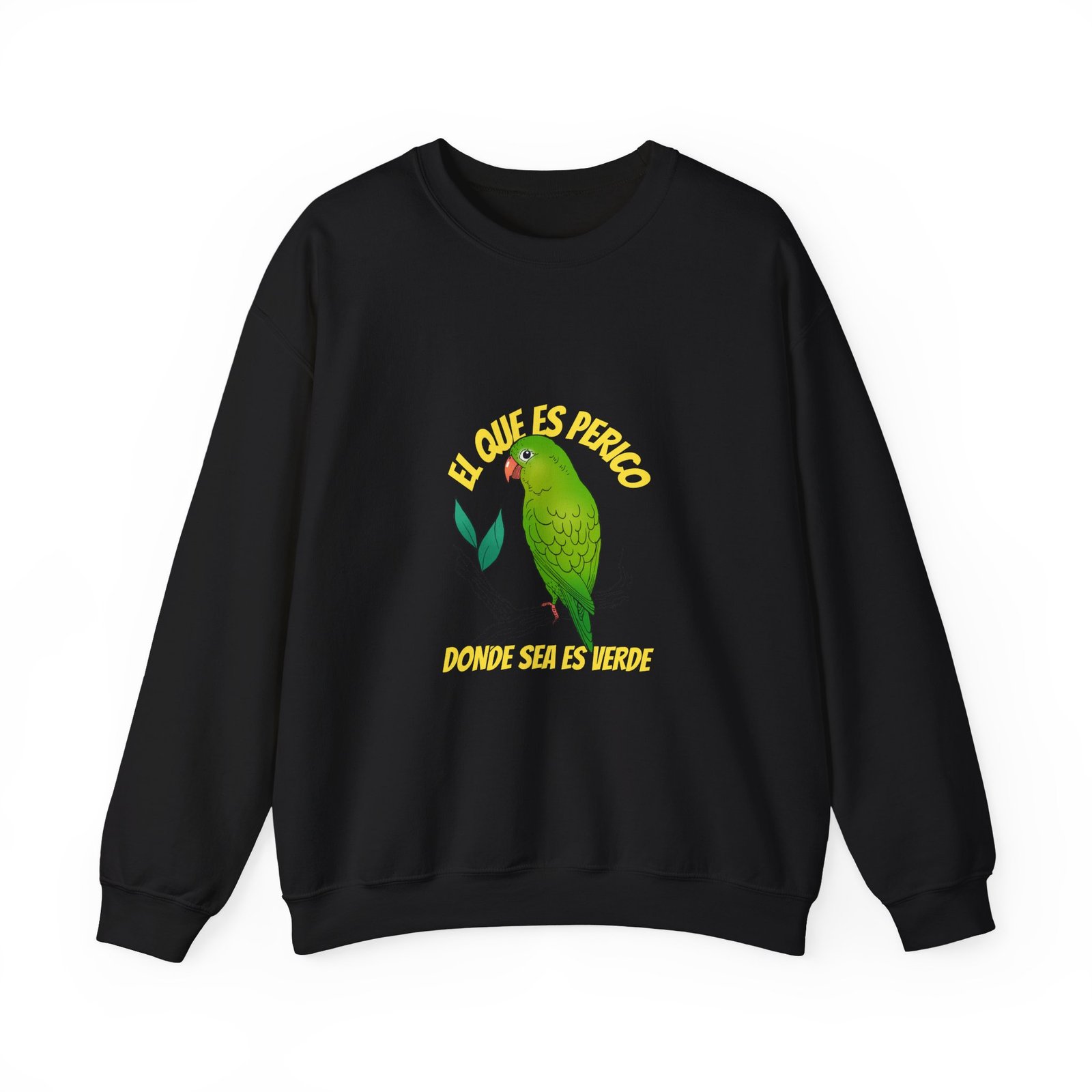 Vibrant El Perico Green Tropical Parrot Illustration - Sweatshirt