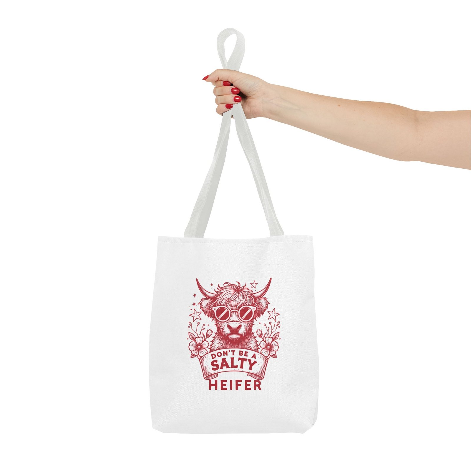Don’t Be Salty Red Heifer Cow Wearing Cool Sunglasses - Tote Bag - Image 4