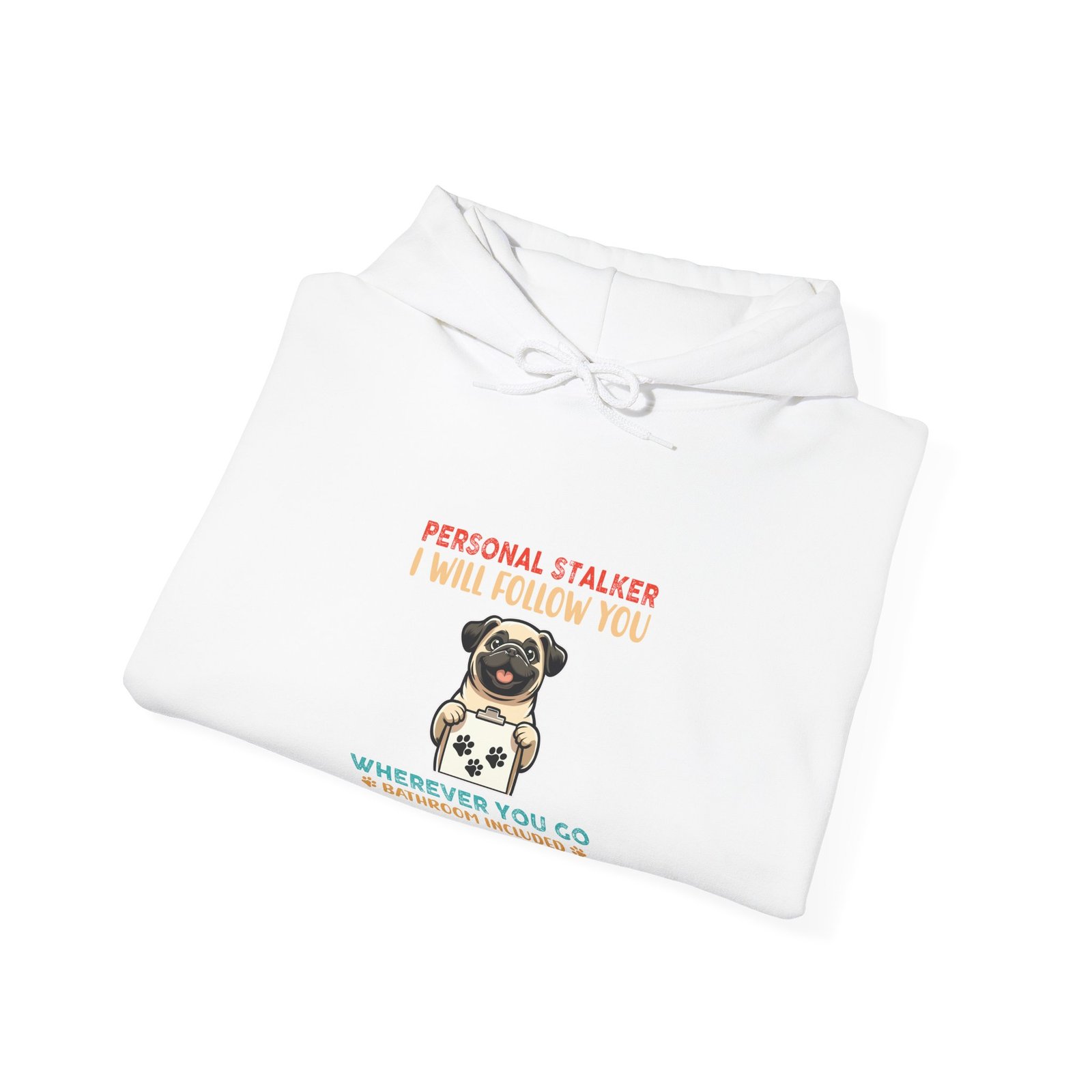 Stalker Pug Mugshot Illustration with Humorous Expression - Hoodie - Image 4