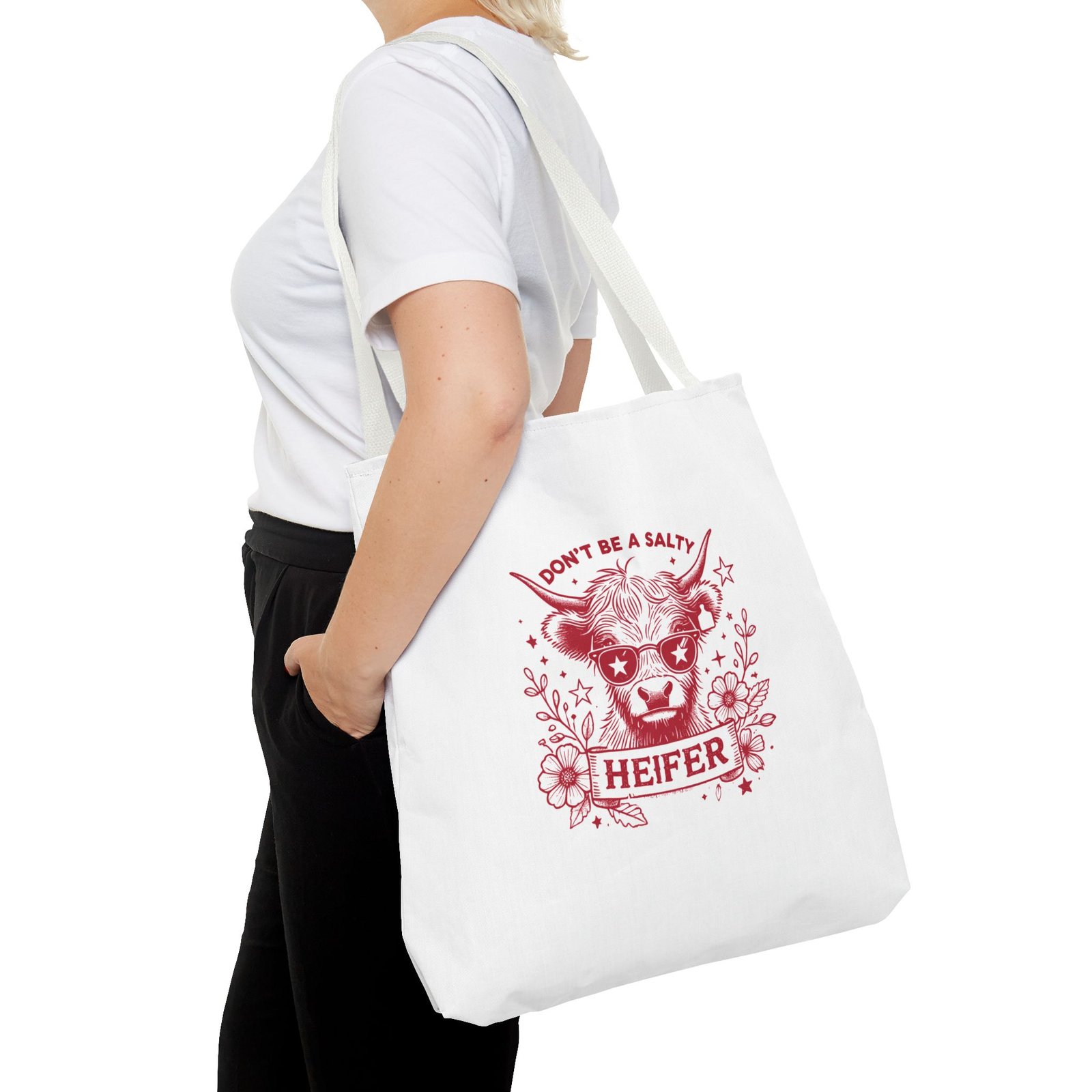 Don’t Be Salty Heifer Red Cow Funny Farm Animal Graphic - Tote Bag - Image 12