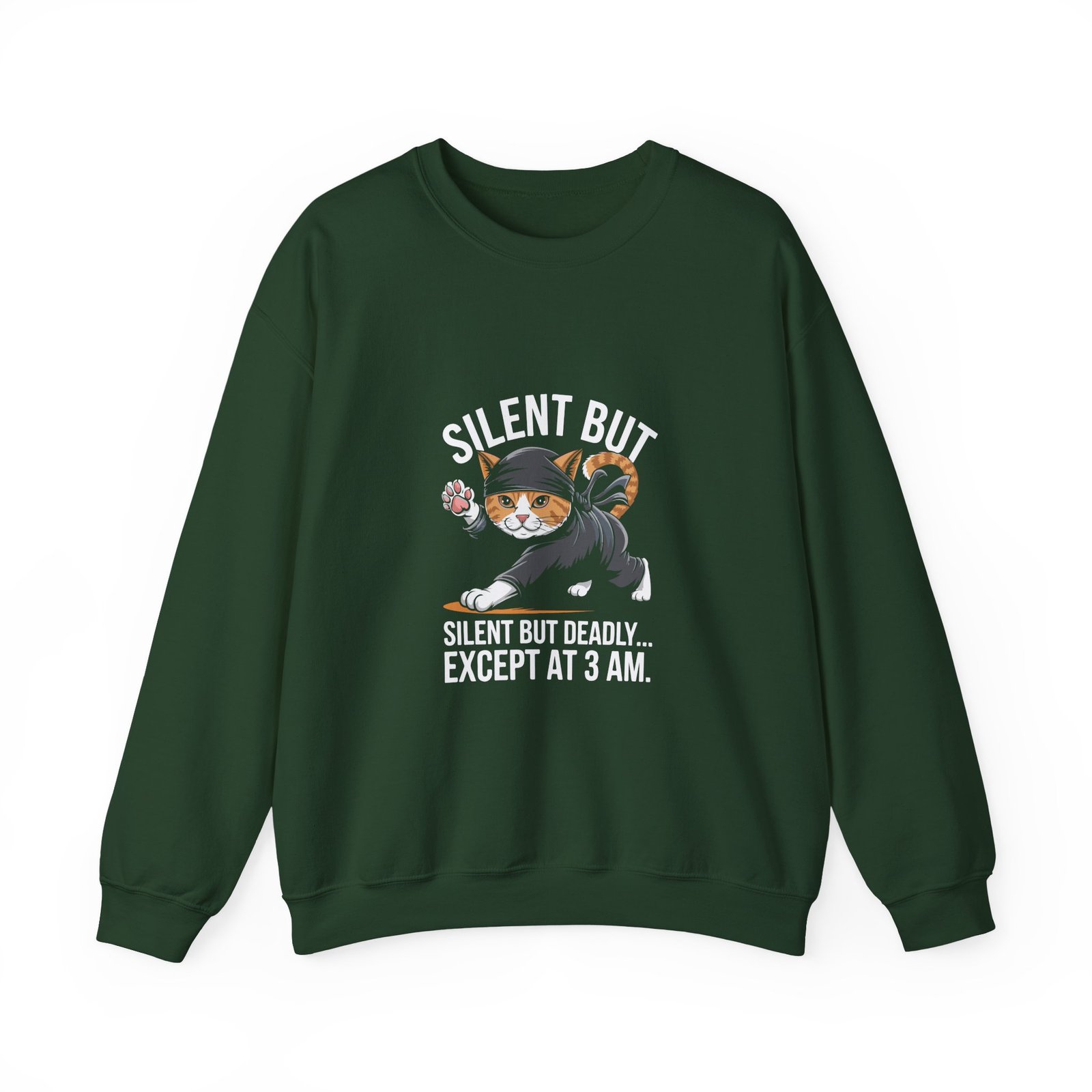 Silent But Deadly Ninja Cat in Stealth Pose Design - Sweatshirt - Image 5