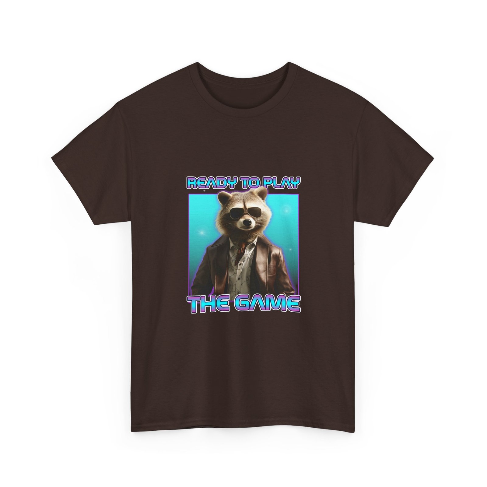 Cute Ready To Play Raccoon Cartoon Character Illustration - T-shirt - Image 3