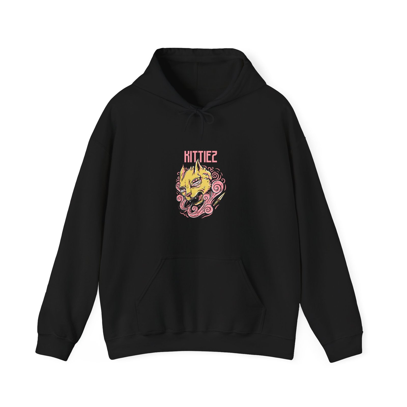 Psycho Kitten Surreal Art with Intense Expression and Vivid Colors - Hoodie