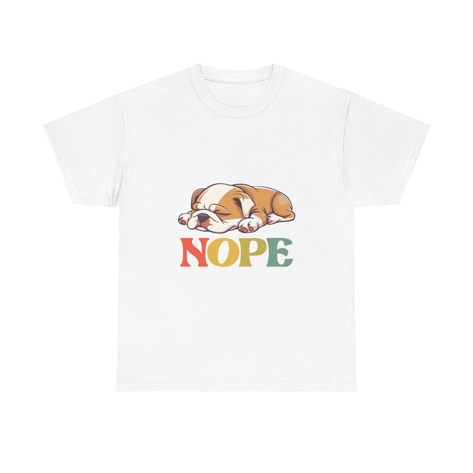Adorable Sleeping Puppy with Nope Text Illustration - T-shirt