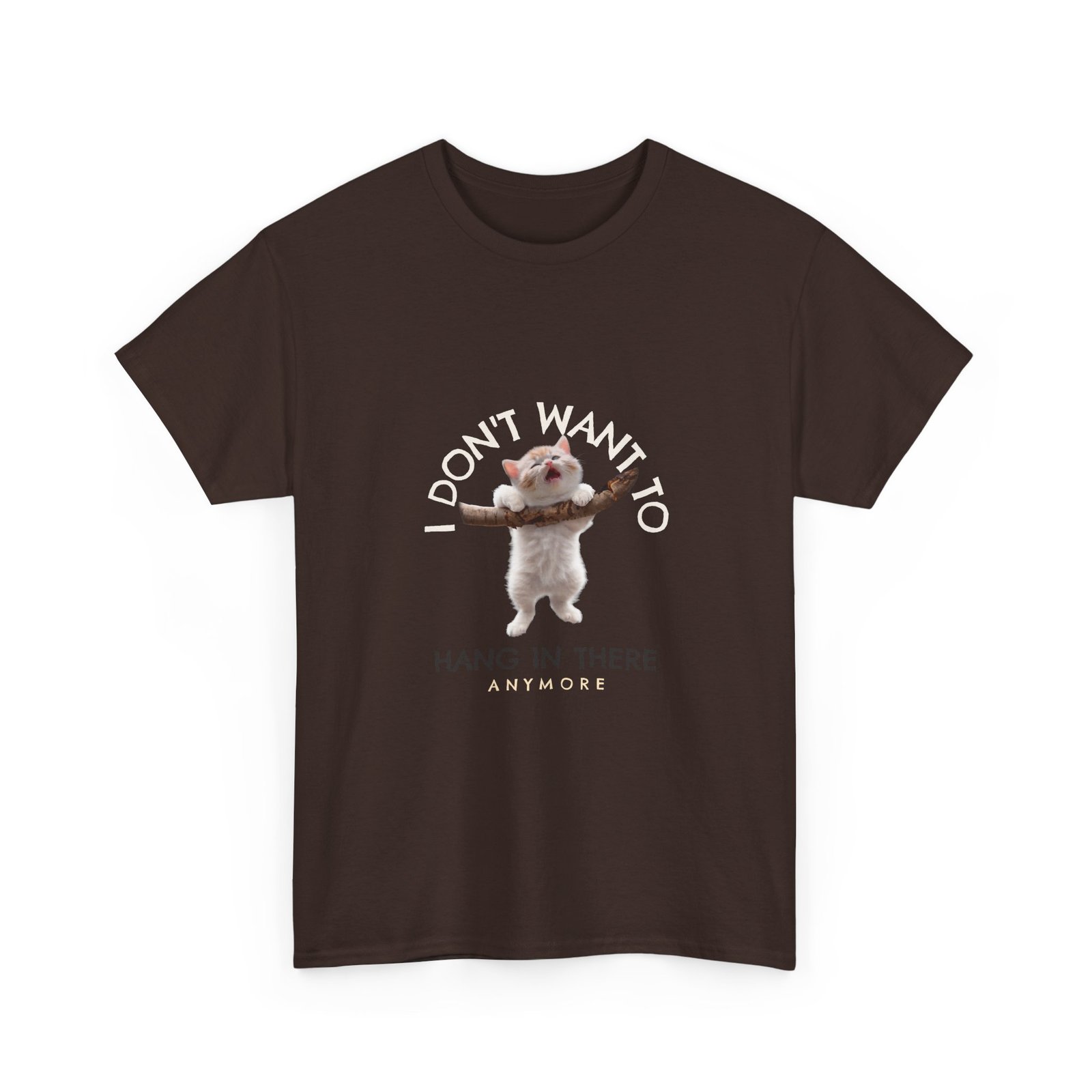 Cute Cat Hanging On Branch Motivational Illustration - T-shirt - Image 3